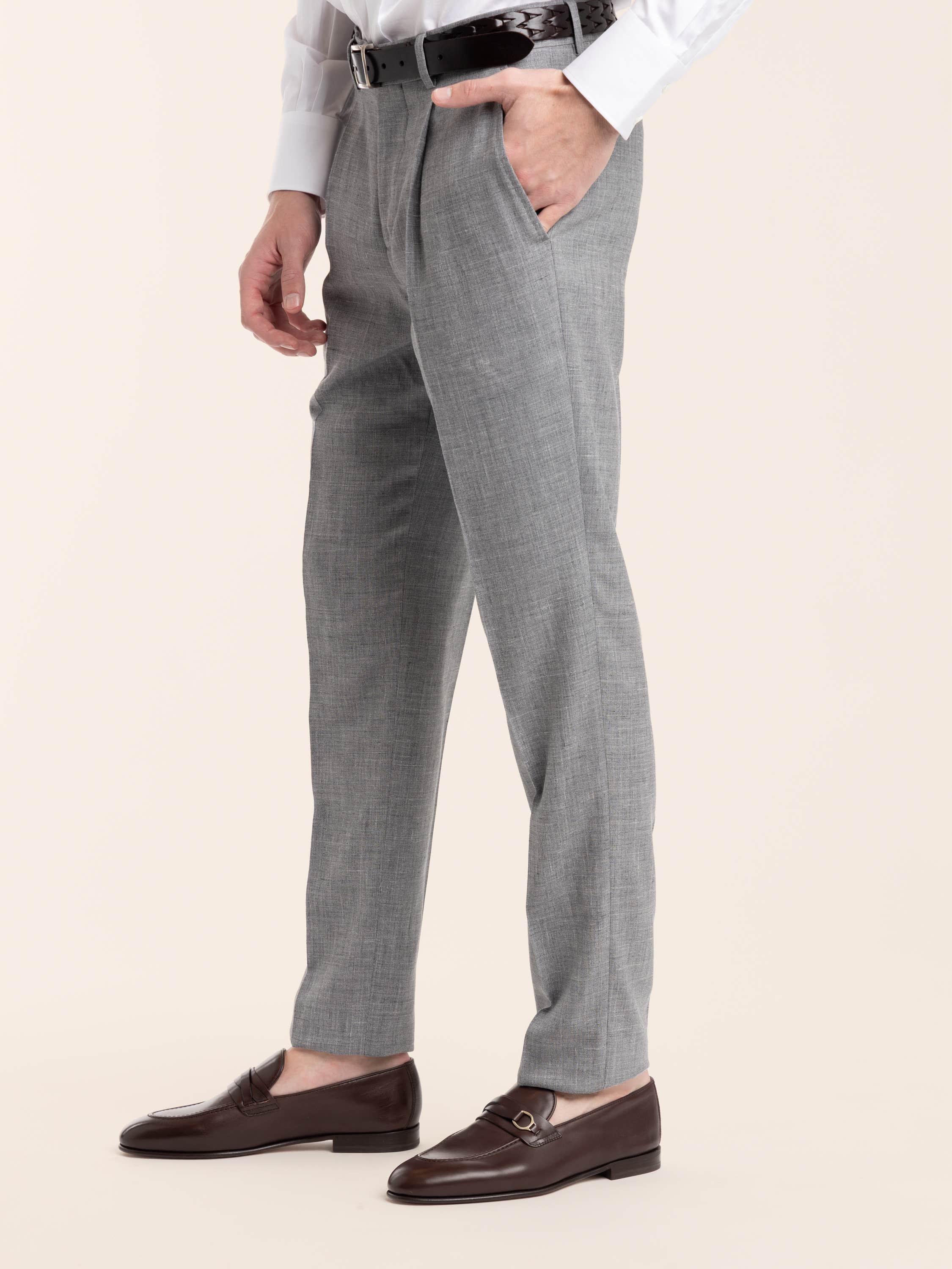 Heather Grey Single Pleat Trousers