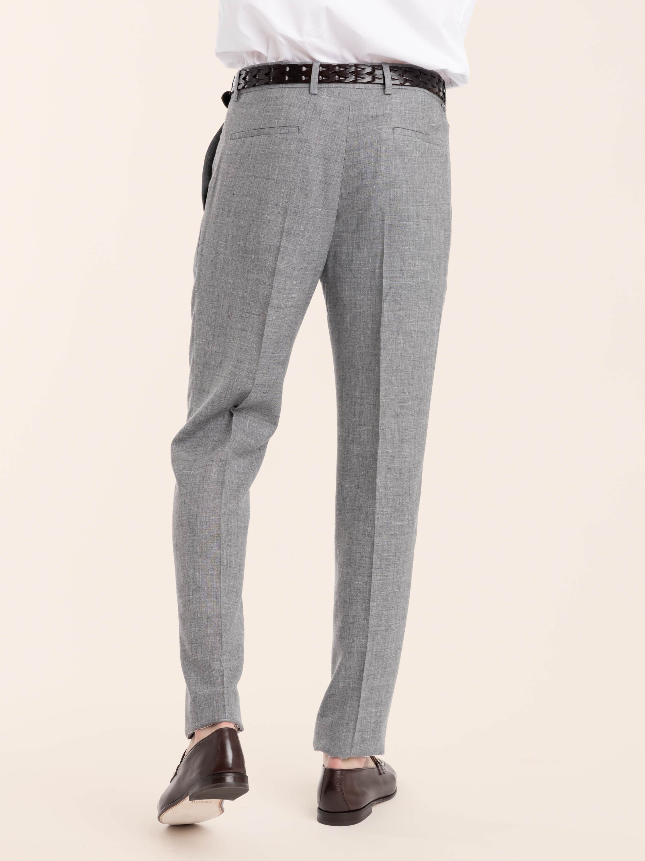 Heather Grey Single Pleat Trousers