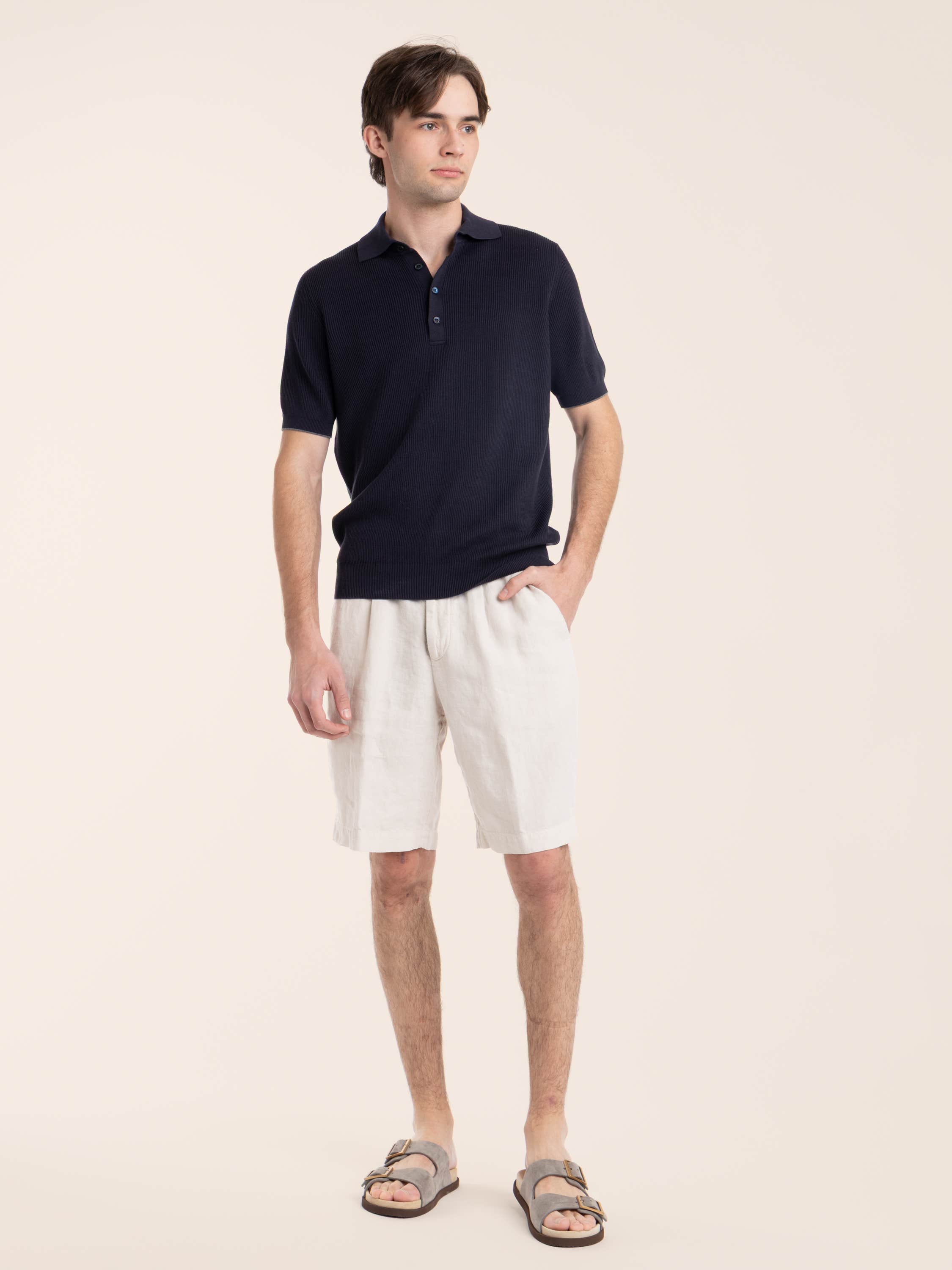 Juta Brown Garment-dyed Bermuda Shorts in Linen Gabardine