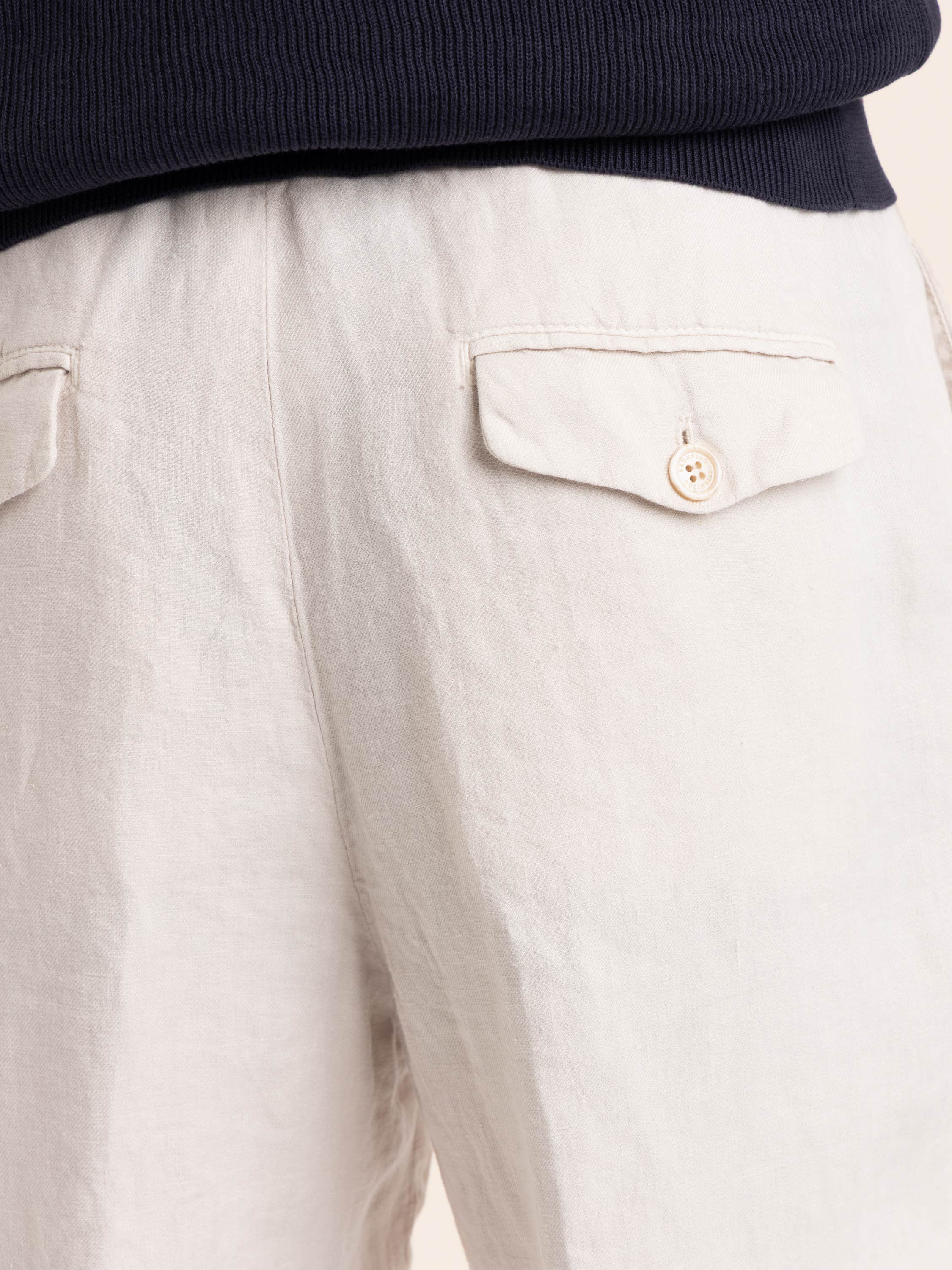 Juta Brown Garment-dyed Bermuda Shorts in Linen Gabardine