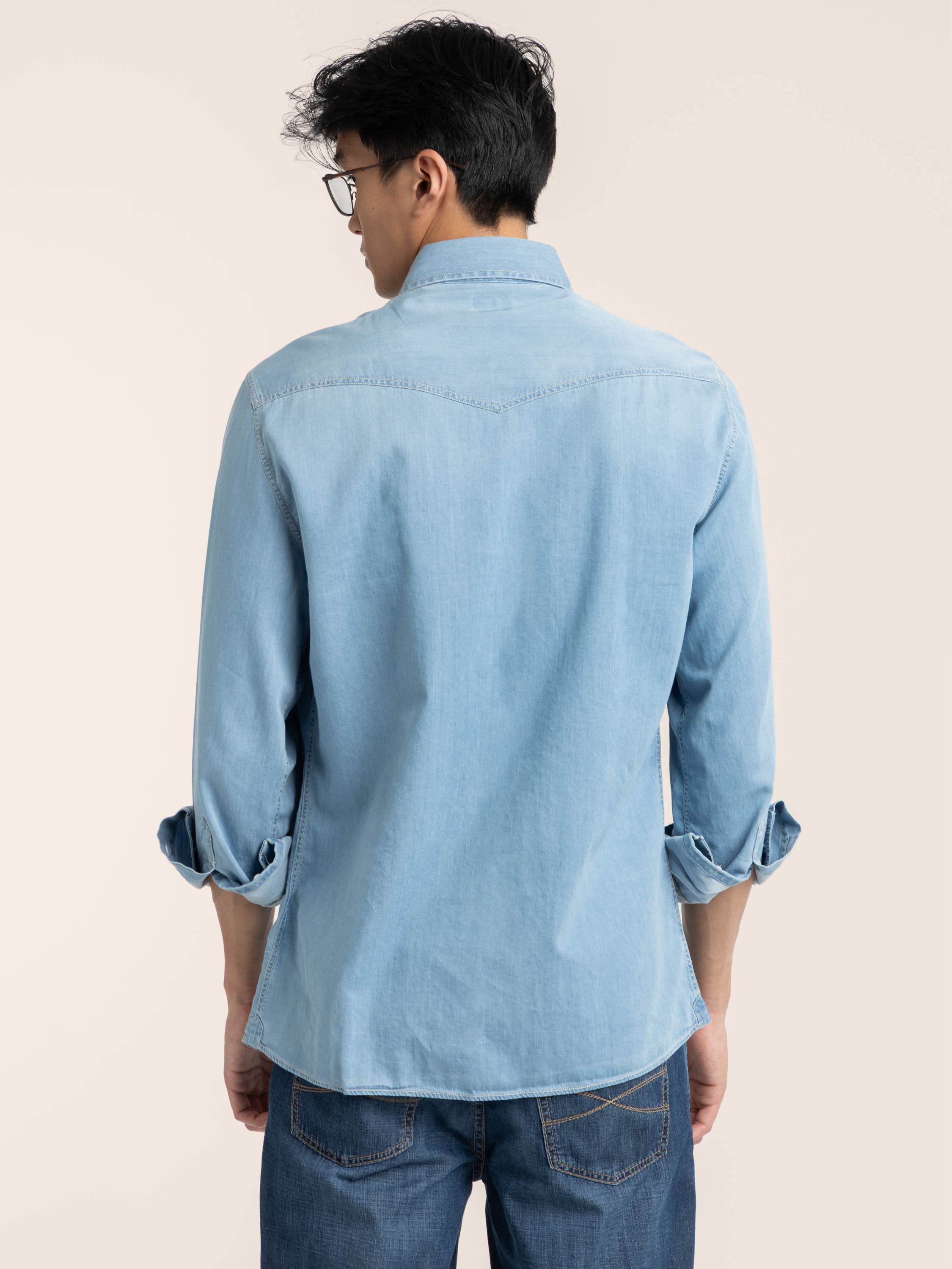 Light Blue Denim Easy Western Shirt