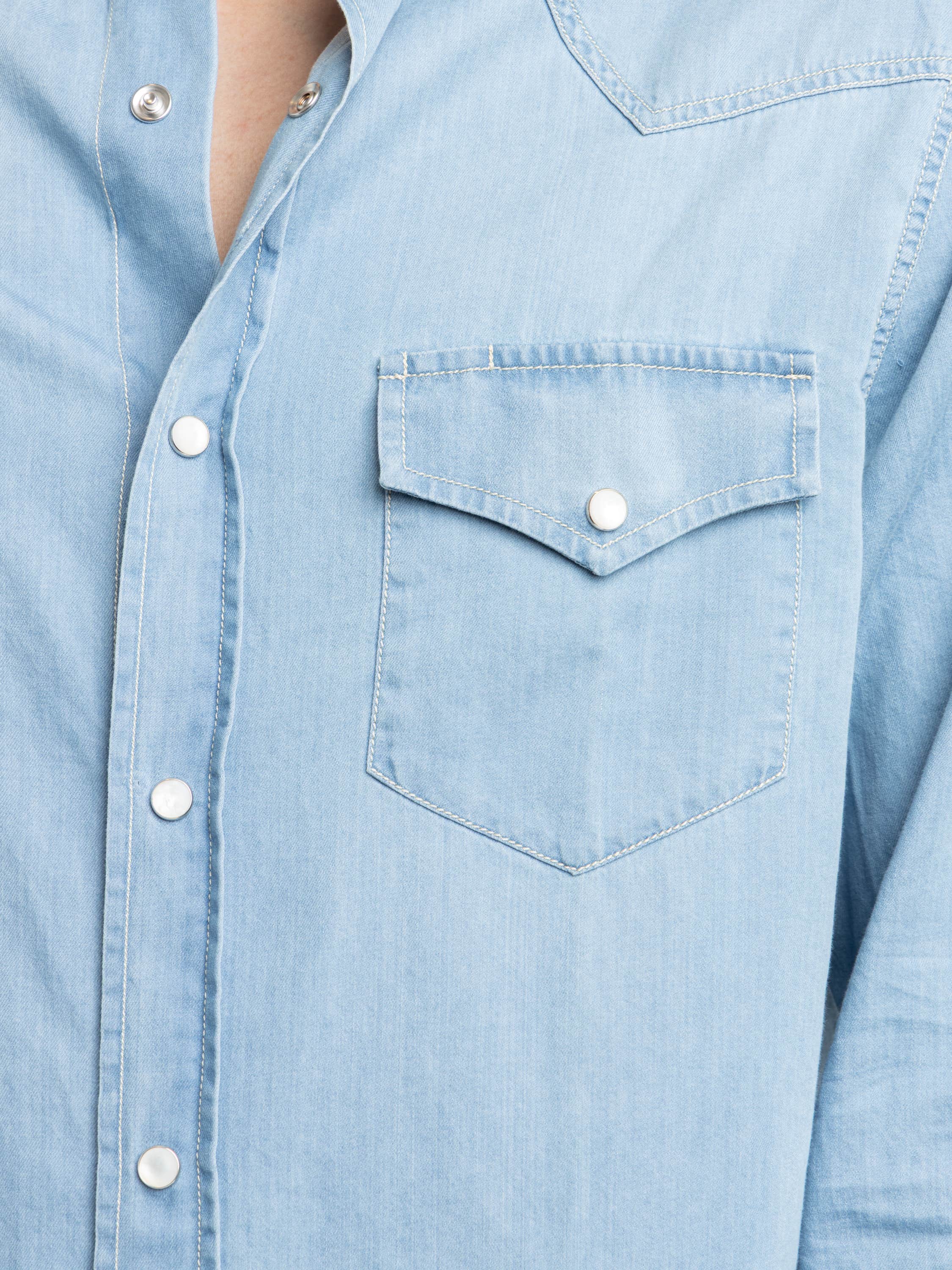 Light Blue Denim Easy Western Shirt