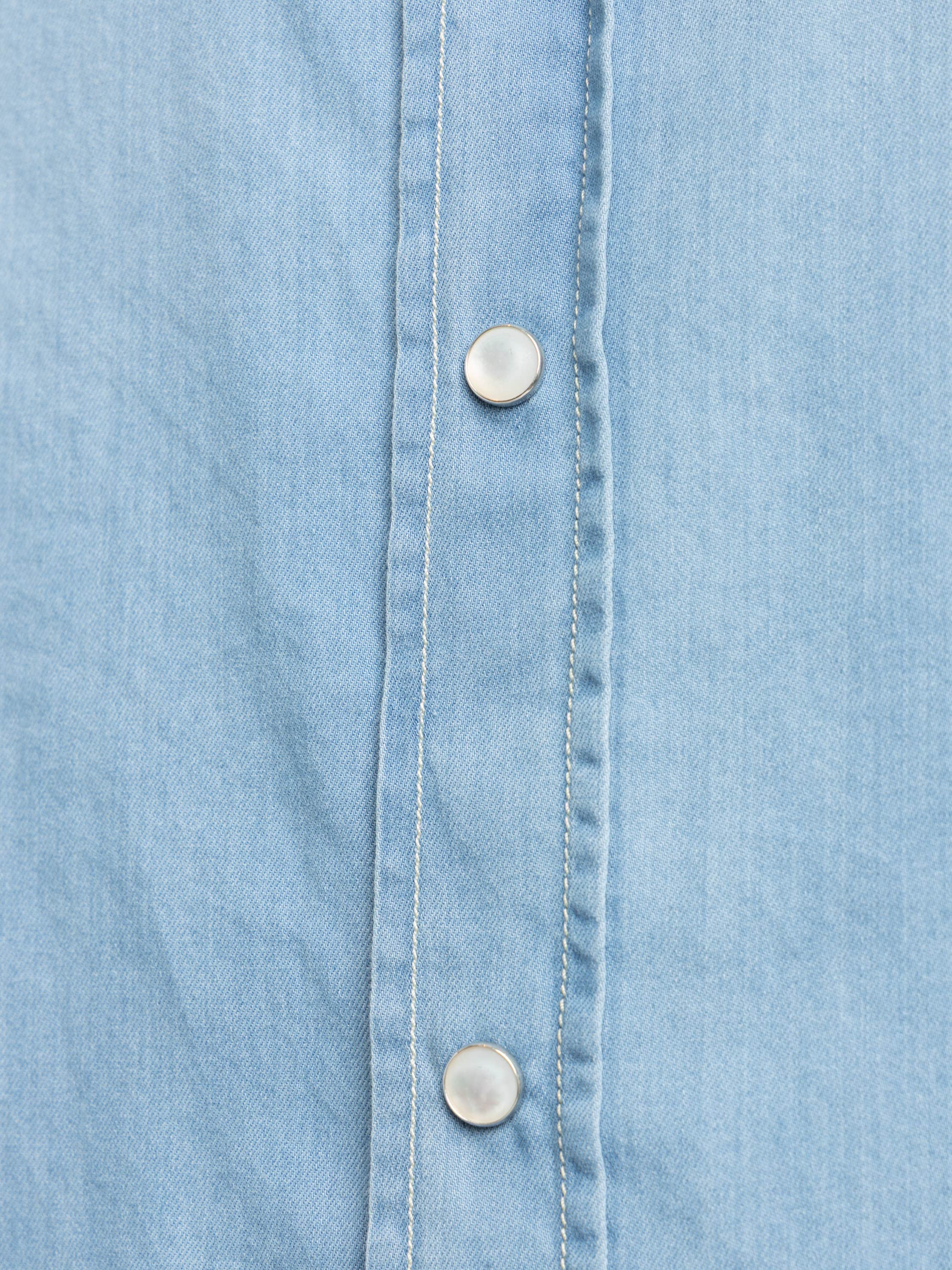 Light Blue Denim Easy Western Shirt