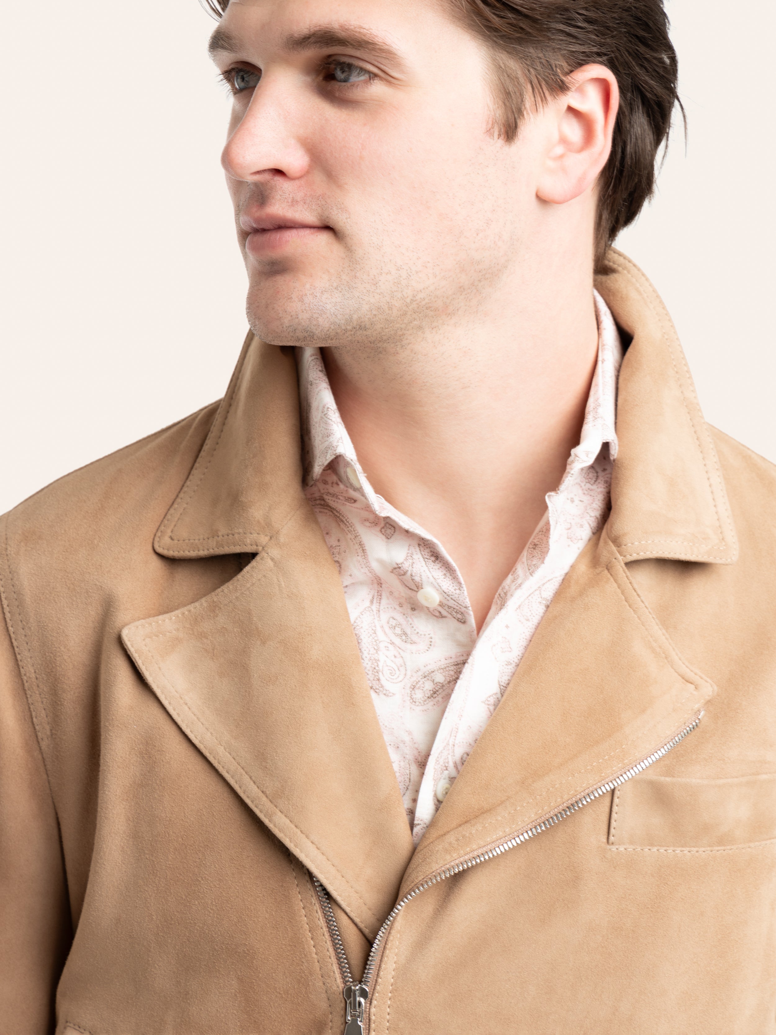 Men's Brown Leather Field Jacket, Grey Cardigan, Khaki Chinos | Leather  jacket men, Leather jacket style, Leather jacket