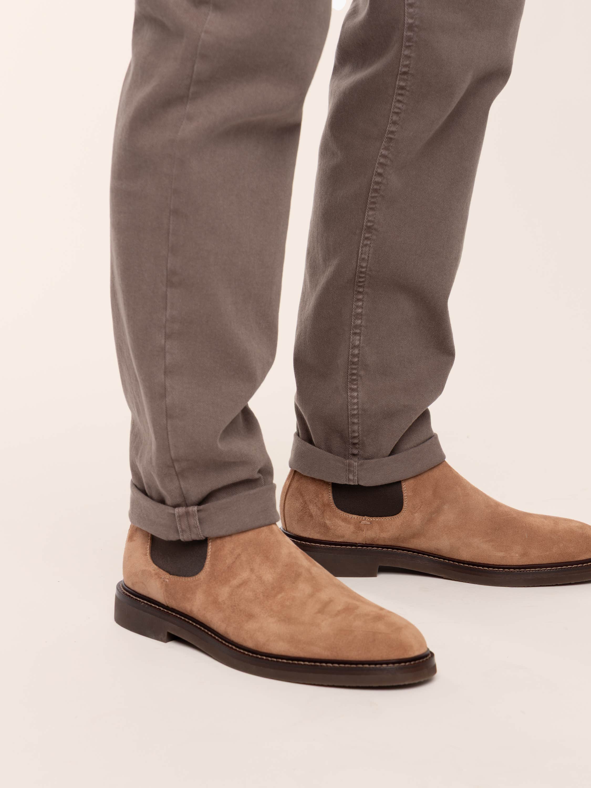 Light Brown Garment-Dyed Fit Five-Pocket Denim Trouser