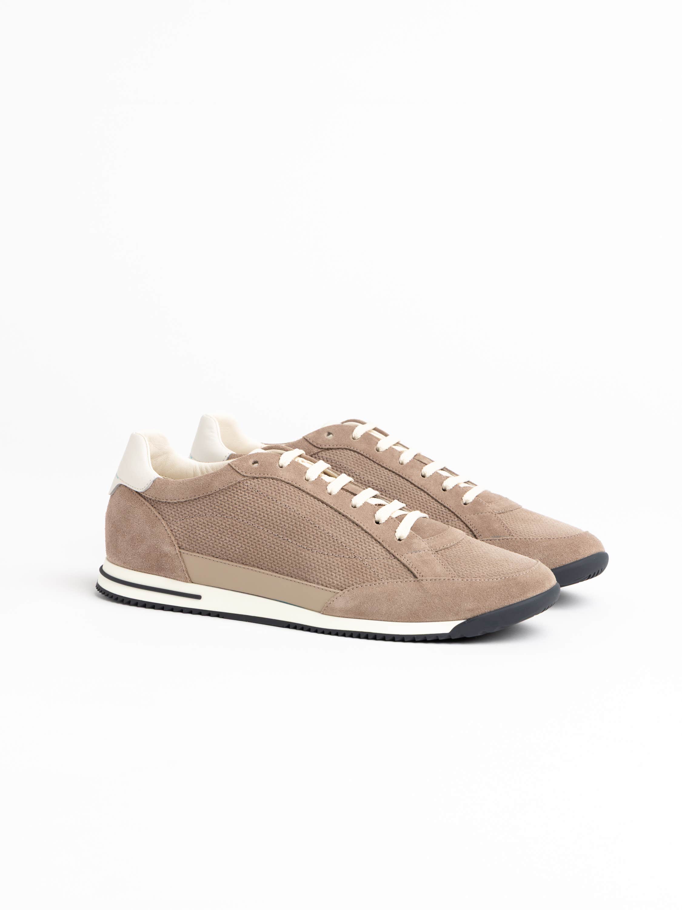 Light Brown Panelled Suede Sneakers
