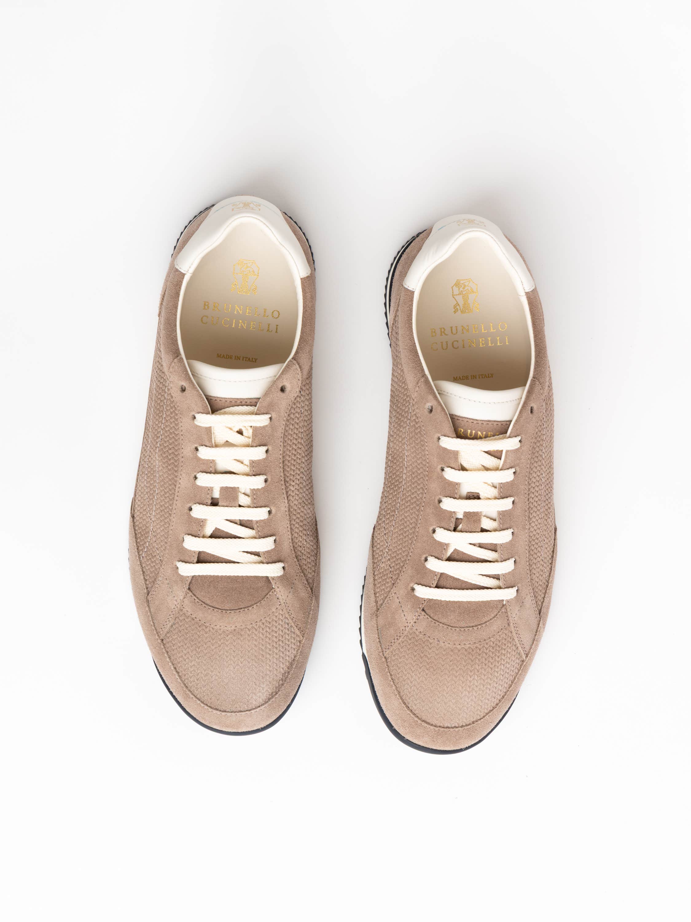 Light Brown Panelled Suede Sneakers