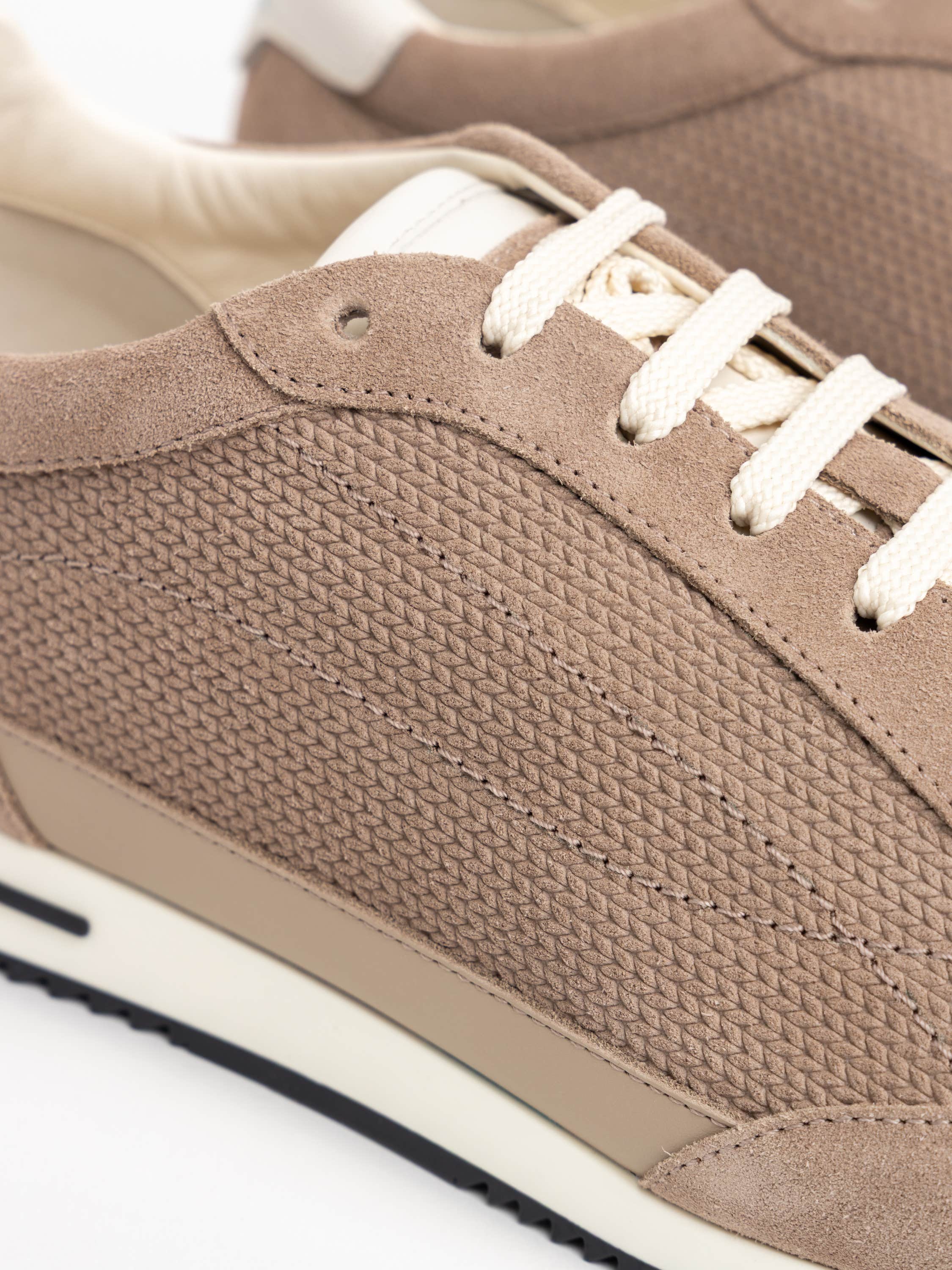 Light Brown Panelled Suede Sneakers