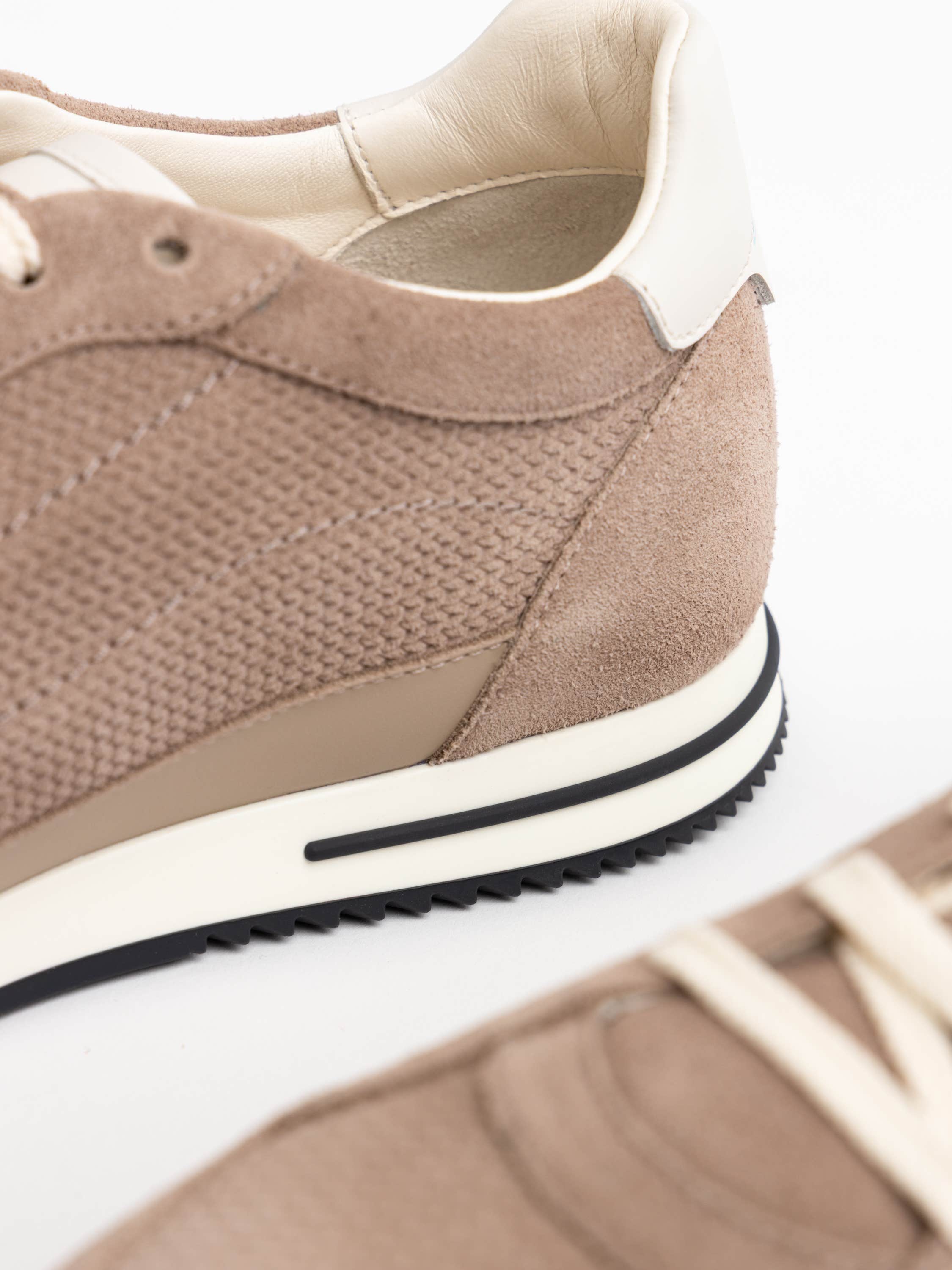 Light Brown Panelled Suede Sneakers