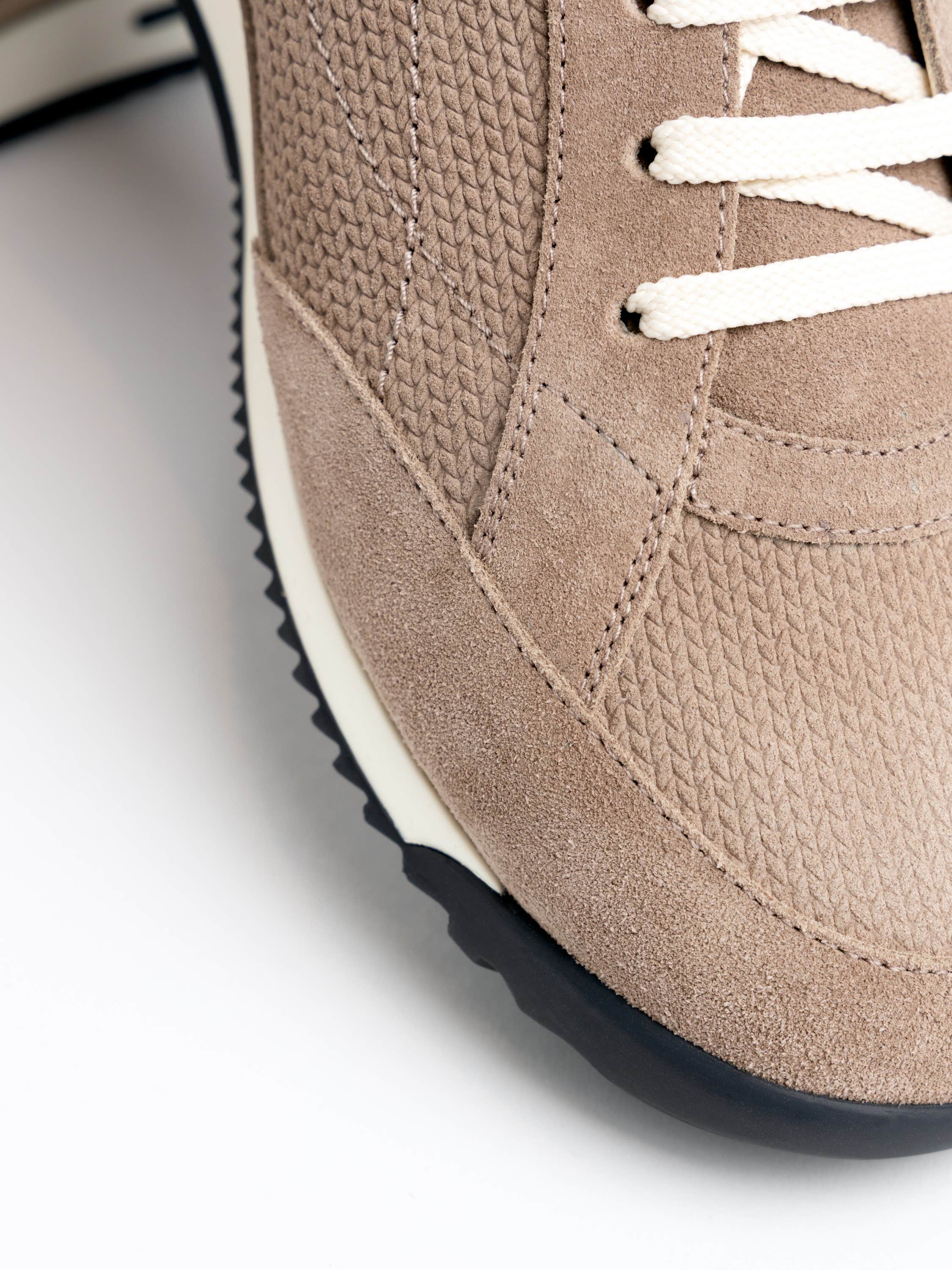 Light Brown Panelled Suede Sneakers