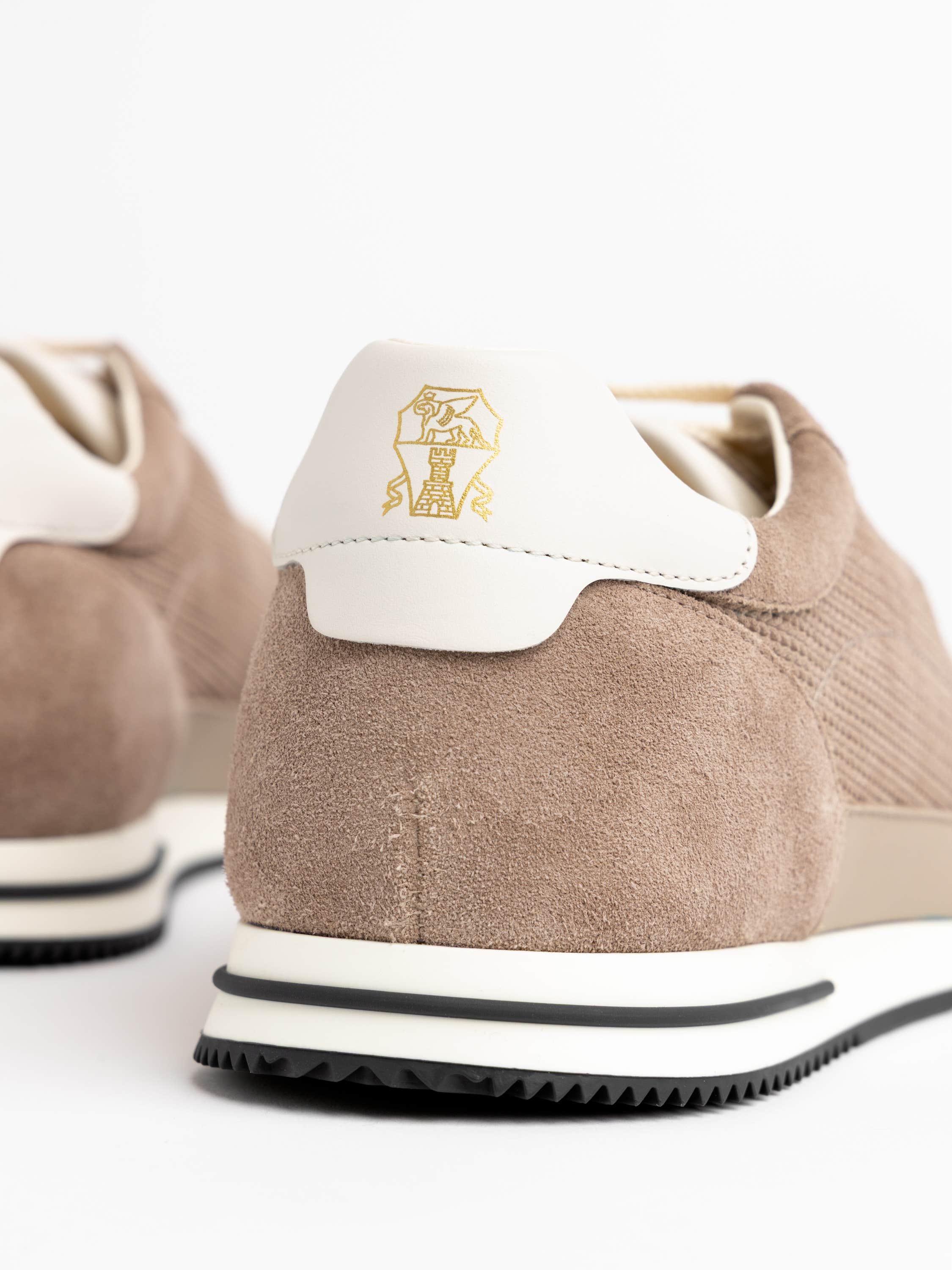 Light Brown Panelled Suede Sneakers