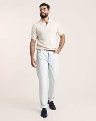 Brunello Cucinelli Linen and Cotton Wide Rib Knit Polo