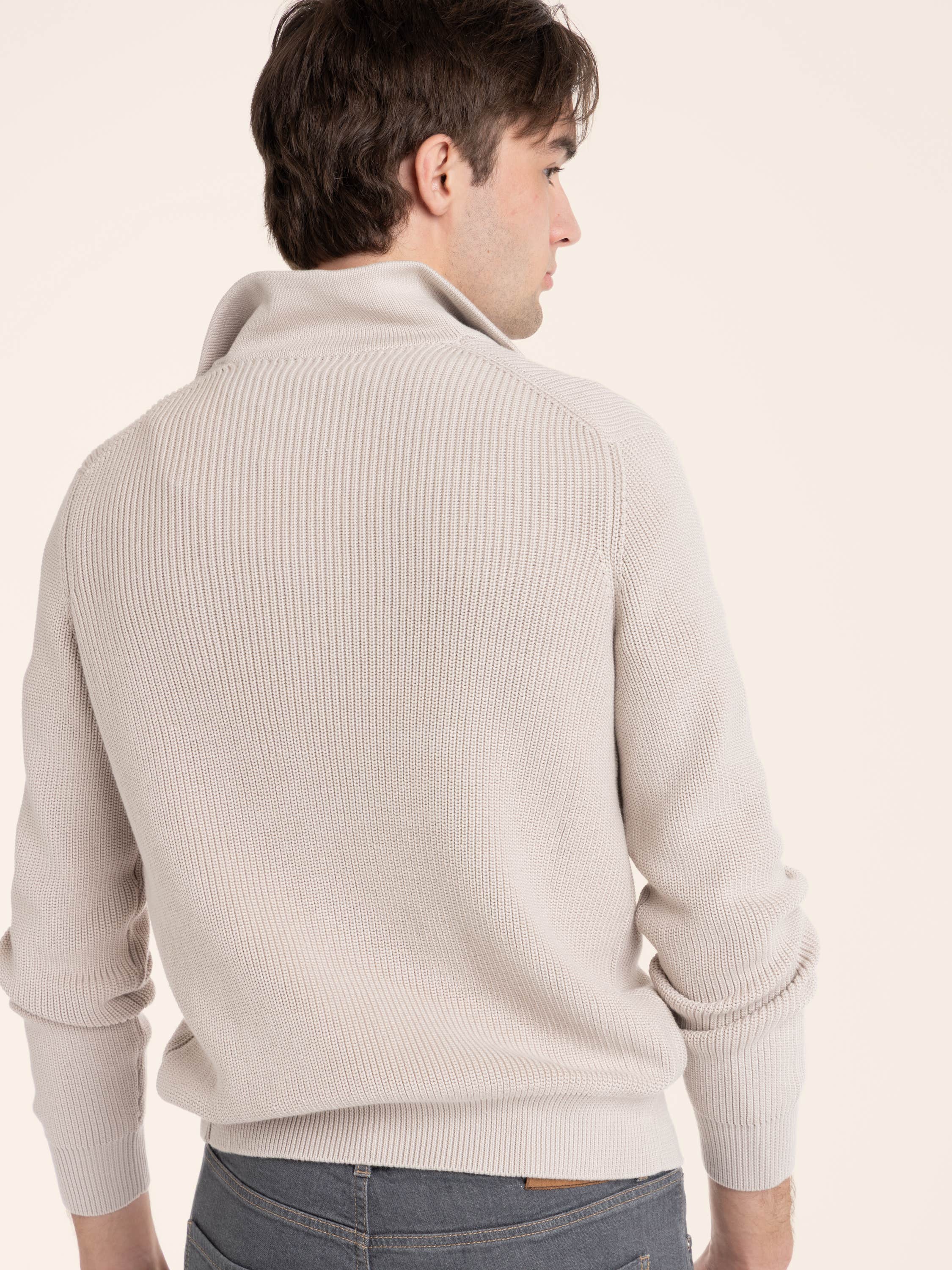 Malfilé Cotton English Rib Cardigan with Raglan Sleeves and Zipper