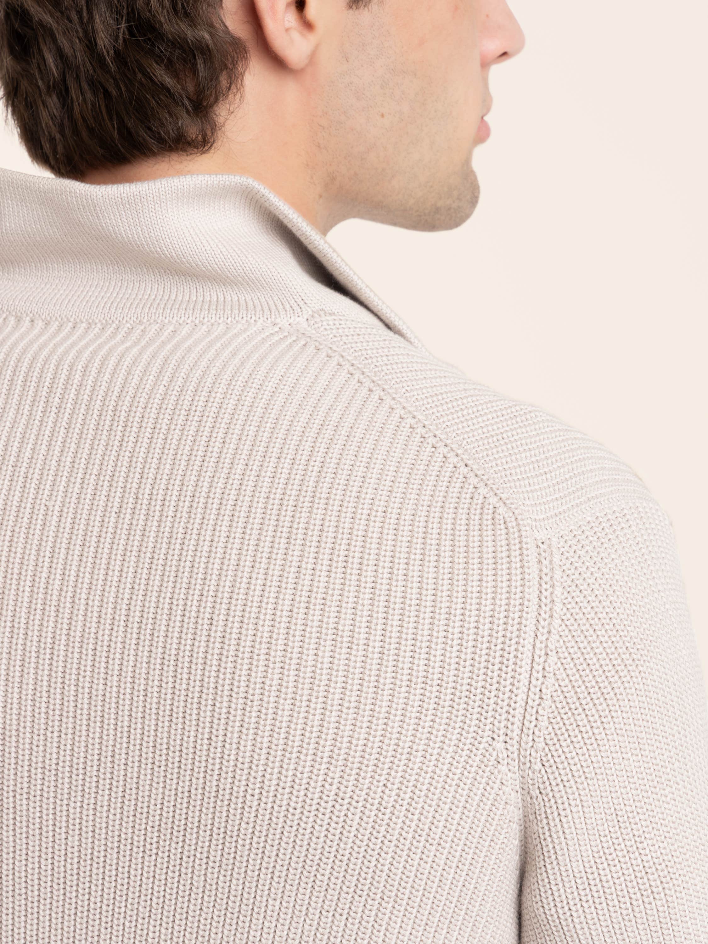 Malfilé Cotton English Rib Cardigan with Raglan Sleeves and Zipper