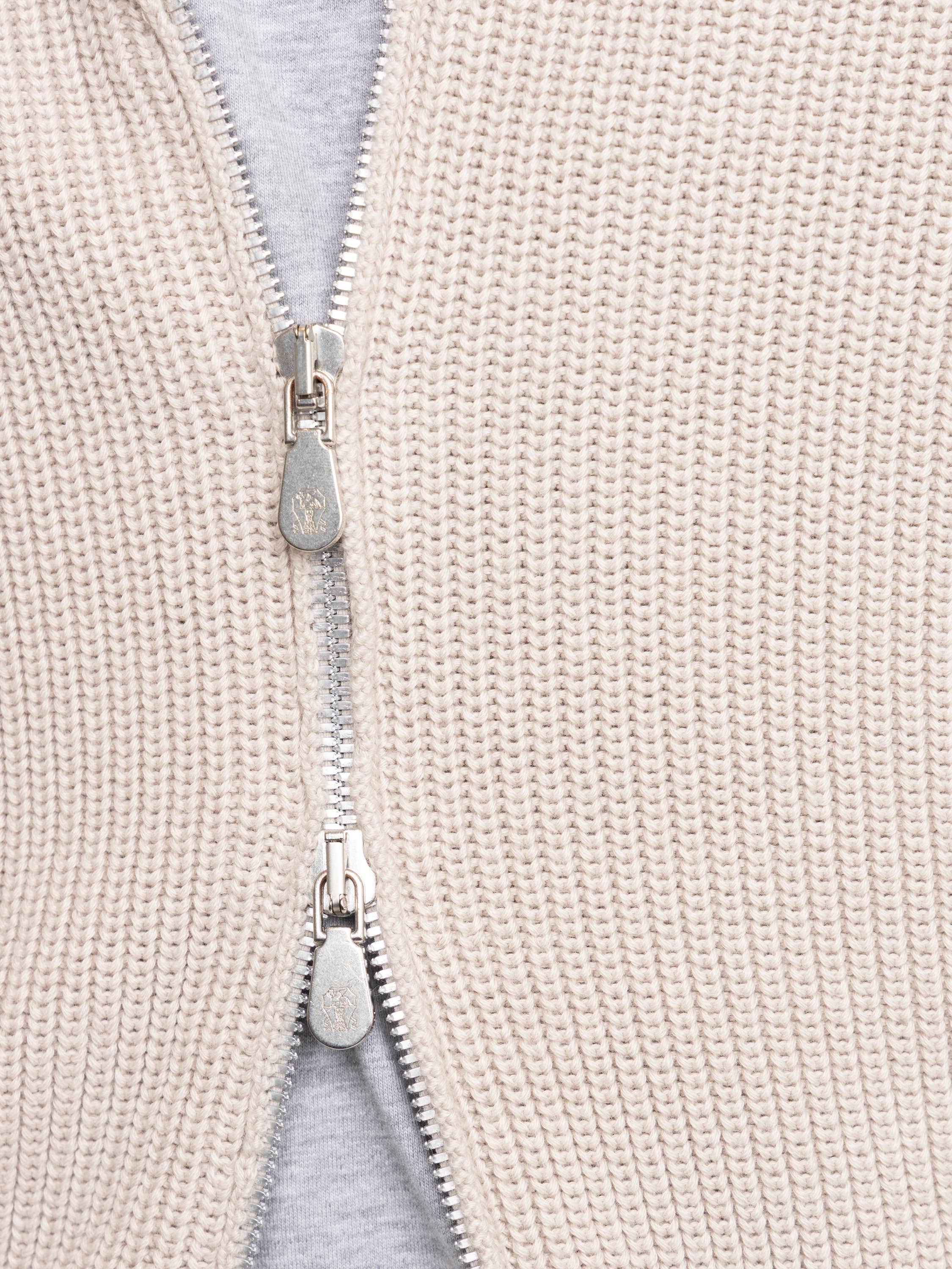 Malfilé Cotton English Rib Cardigan with Raglan Sleeves and Zipper
