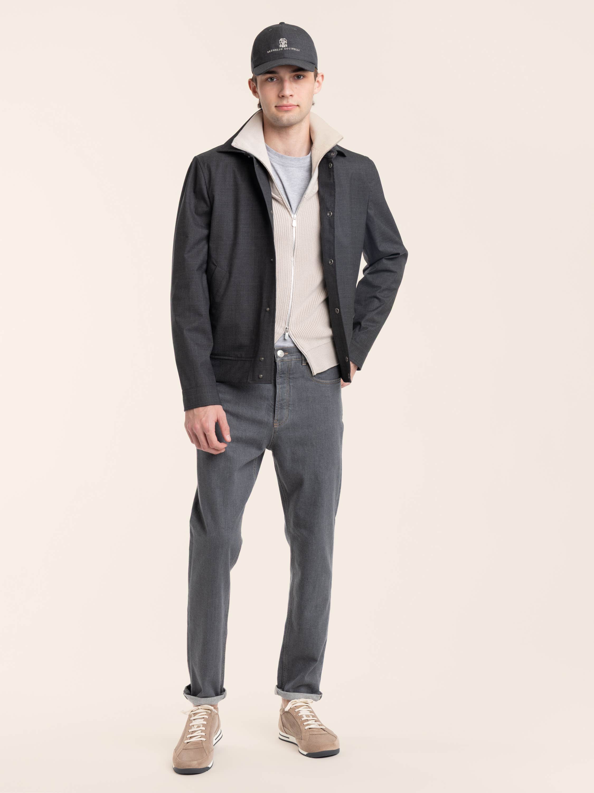 Medium Grey Iconic Fit Five-Pocket Comfort Denim Trousers