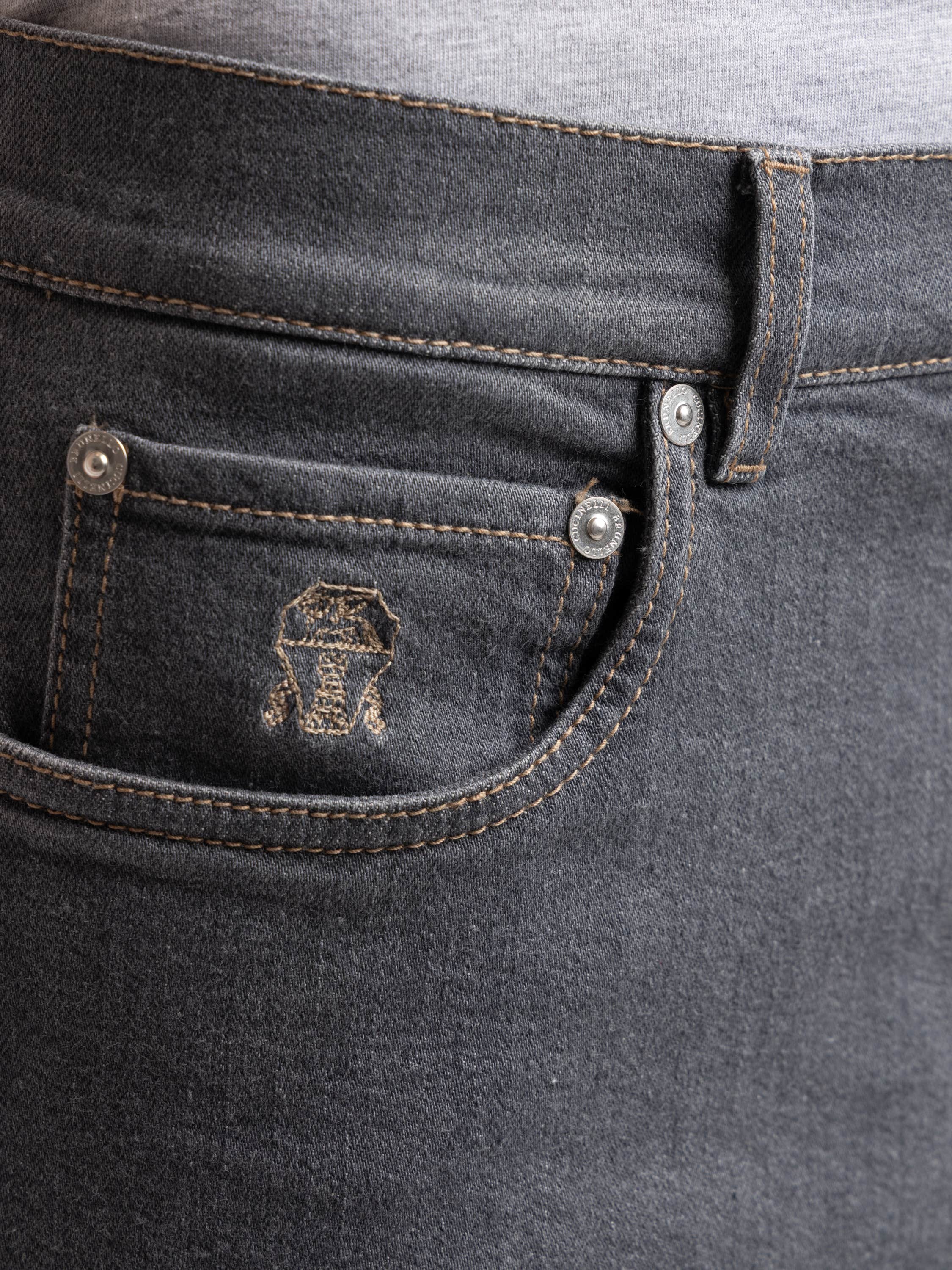 Medium Grey Iconic Fit Five-Pocket Comfort Denim Trousers
