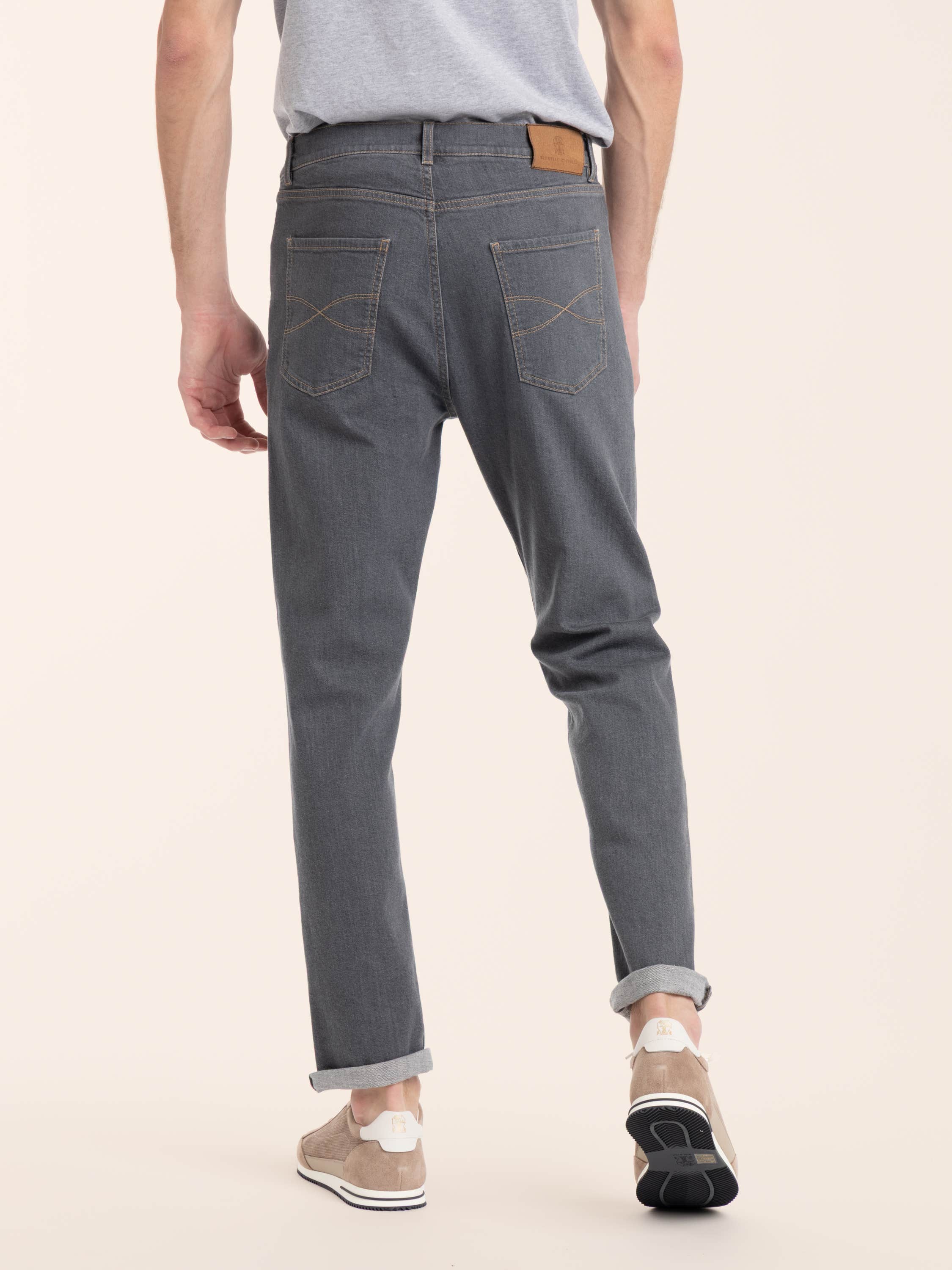Medium Grey Iconic Fit Five-Pocket Comfort Denim Trousers