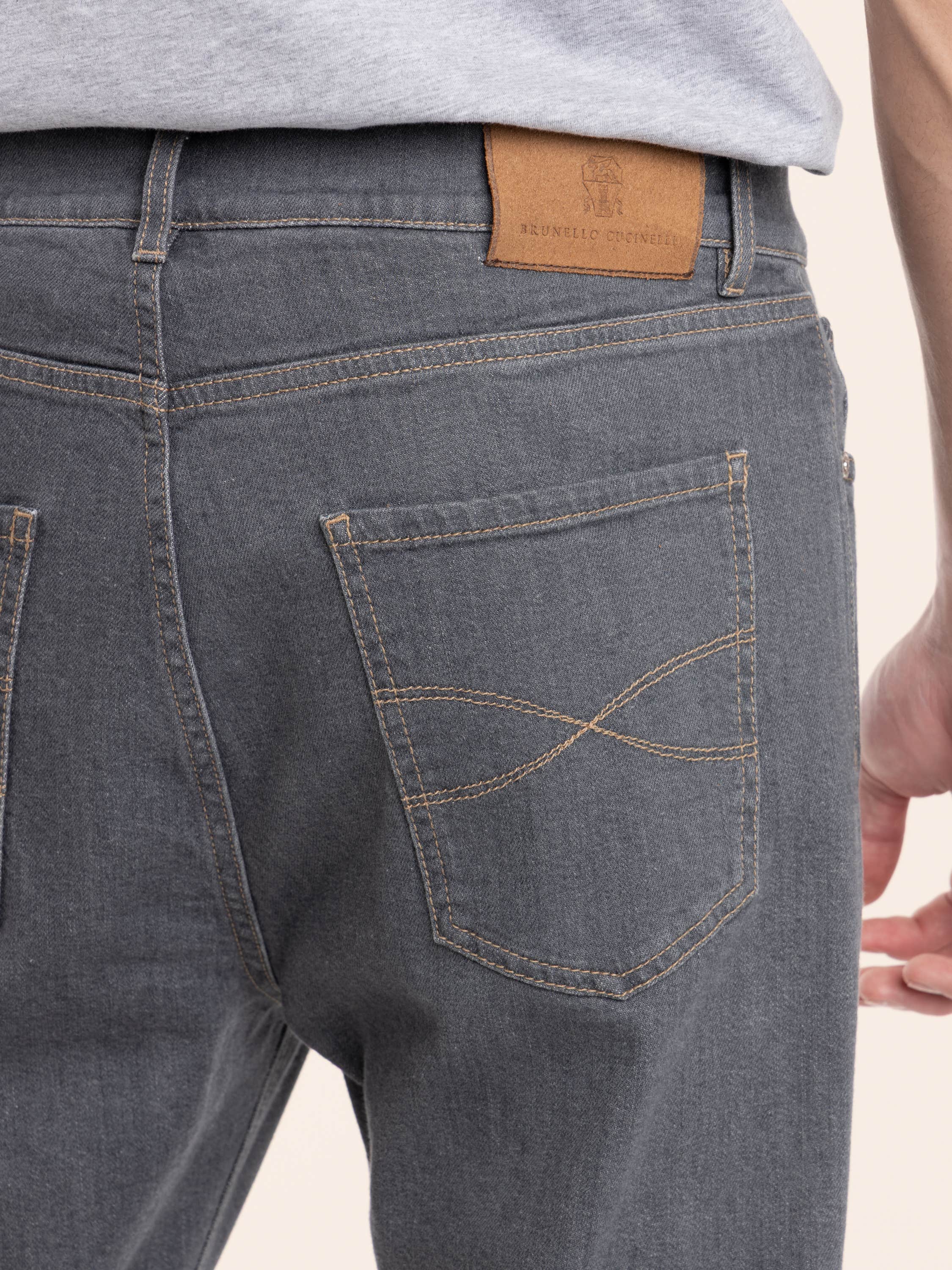 Medium Grey Iconic Fit Five-Pocket Comfort Denim Trousers