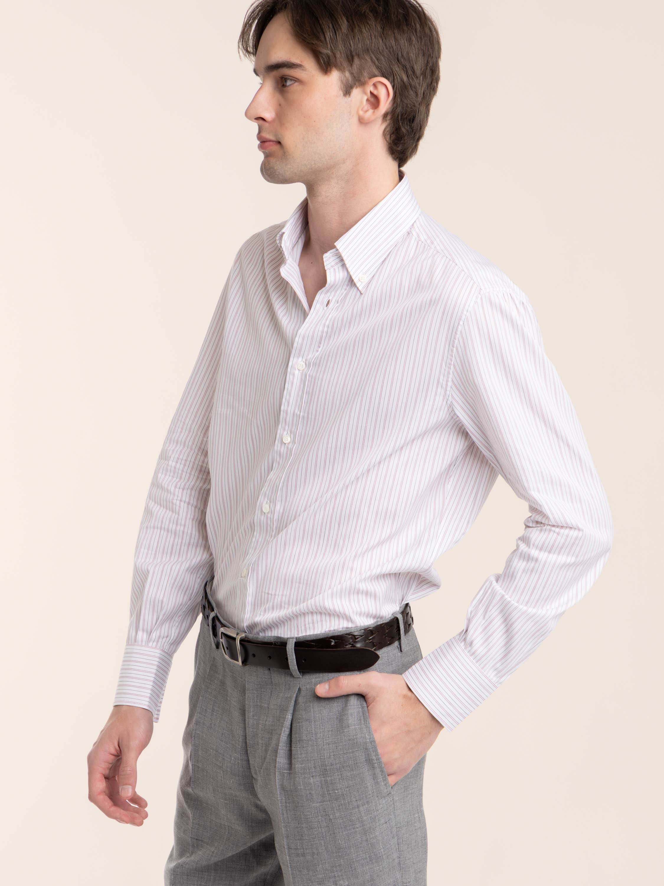 Multistripe Poplin Shirt with Button-down Collar