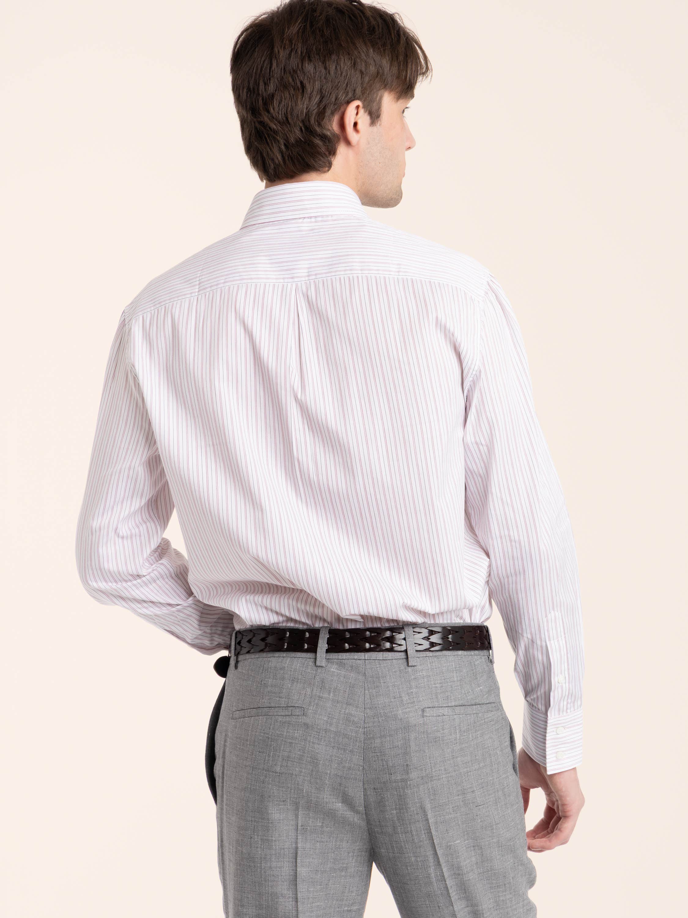 Multistripe Poplin Shirt with Button-down Collar