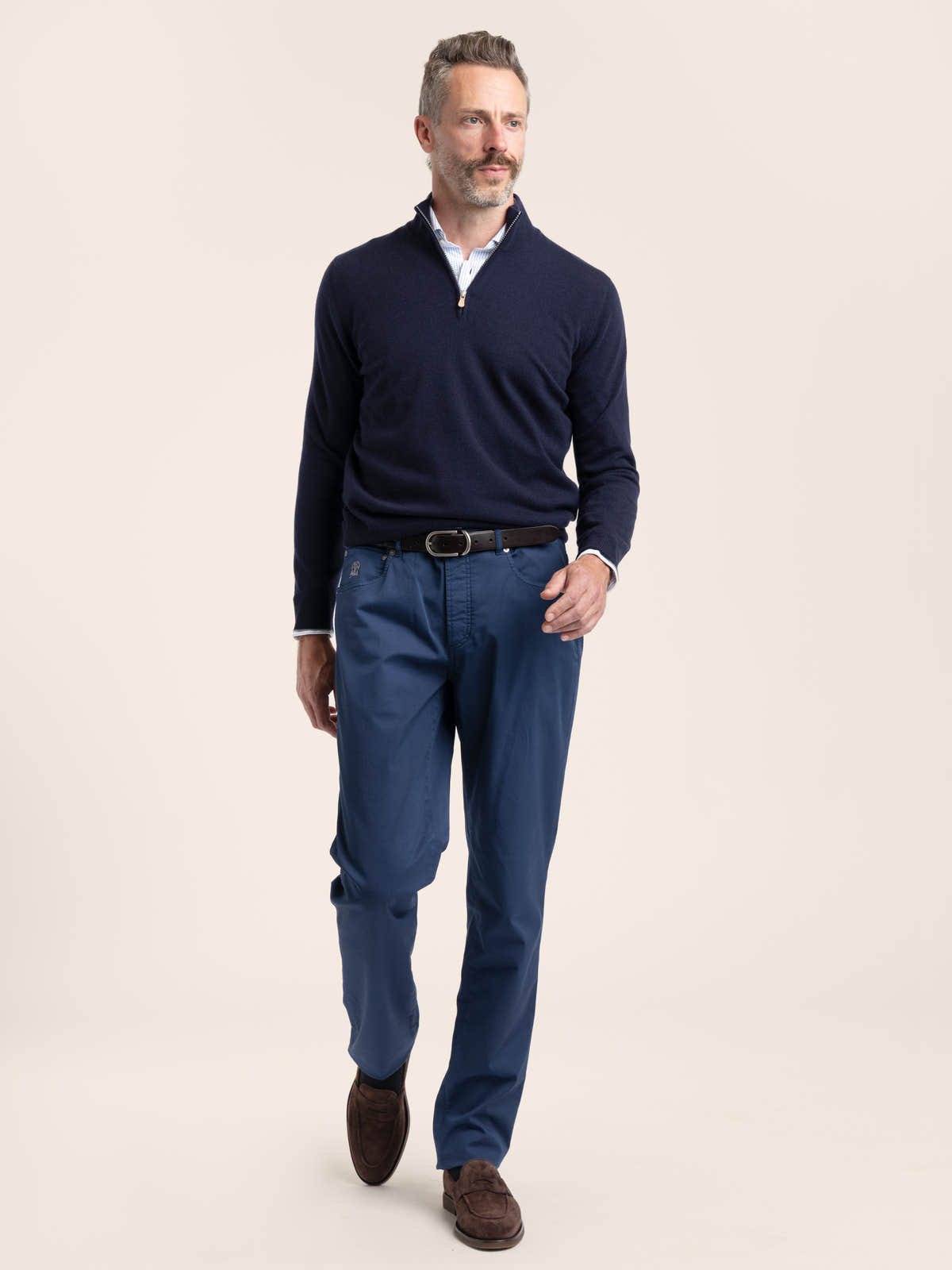 Navy Cashmere Half-Zip Sweater