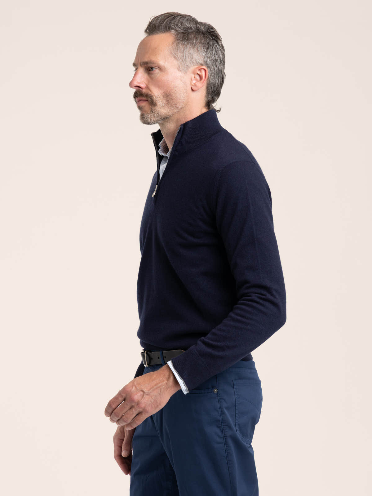 Navy Cashmere Half-Zip Sweater