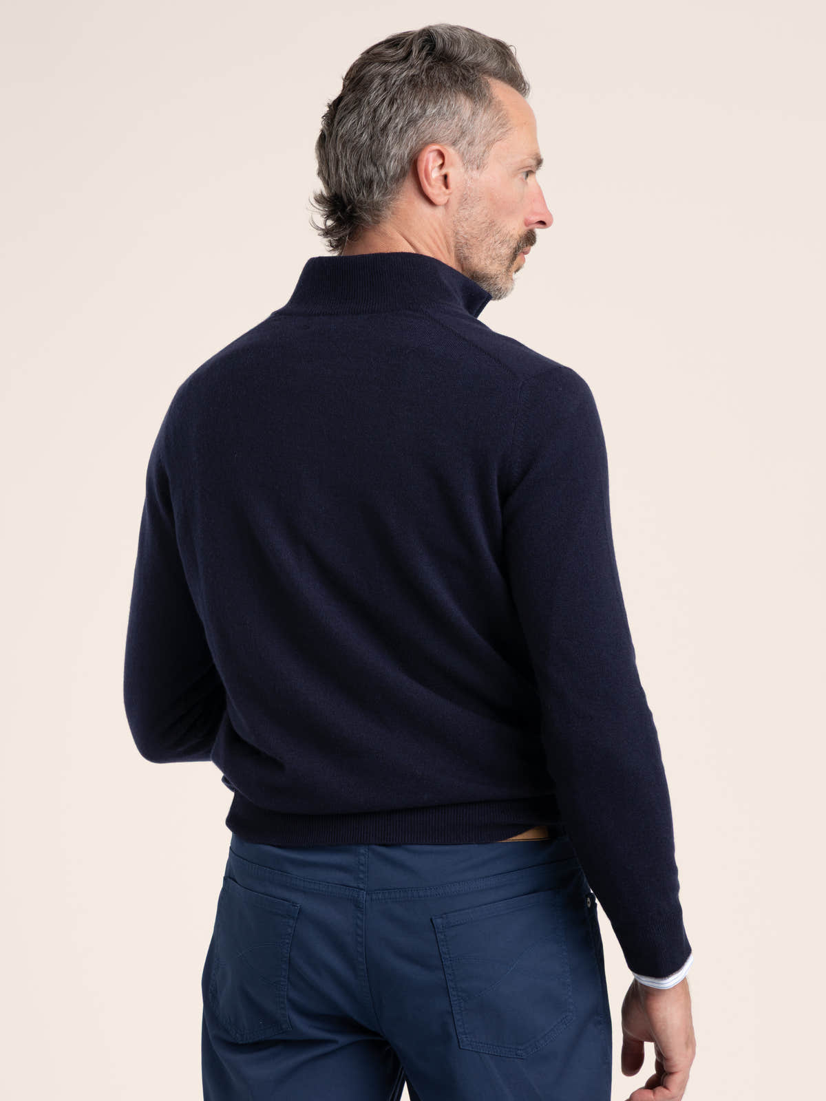 Navy Cashmere Half-Zip Sweater