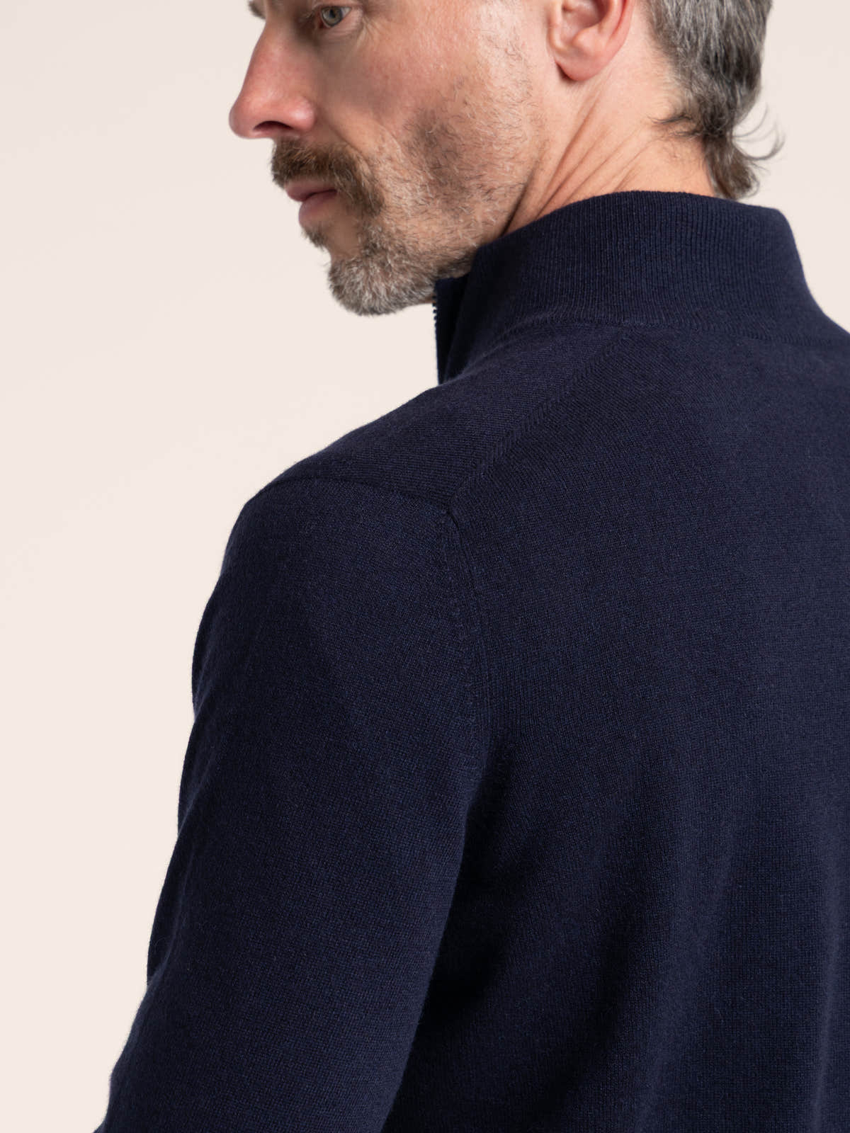 Navy Cashmere Half-Zip Sweater