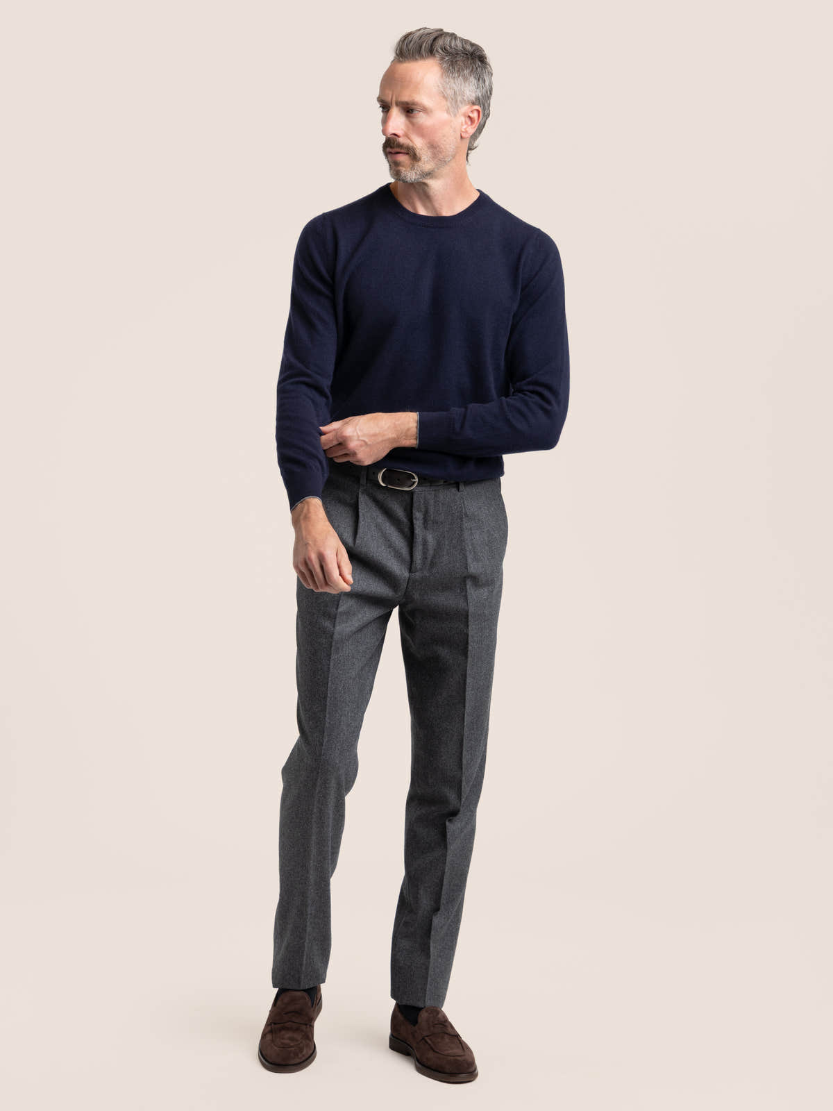 Navy Crew-Neck Cashmere Sweater