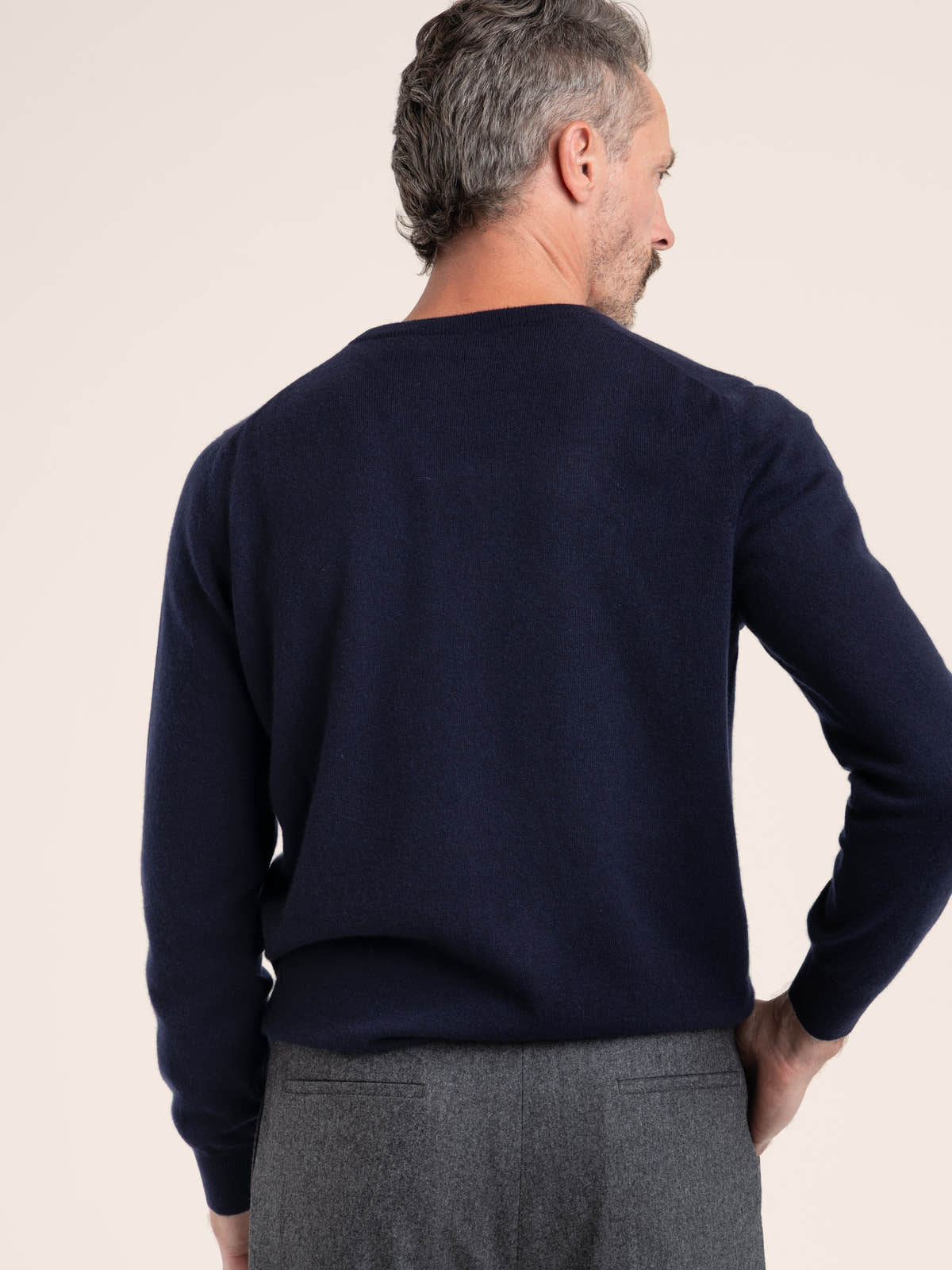 Navy Crew-Neck Cashmere Sweater