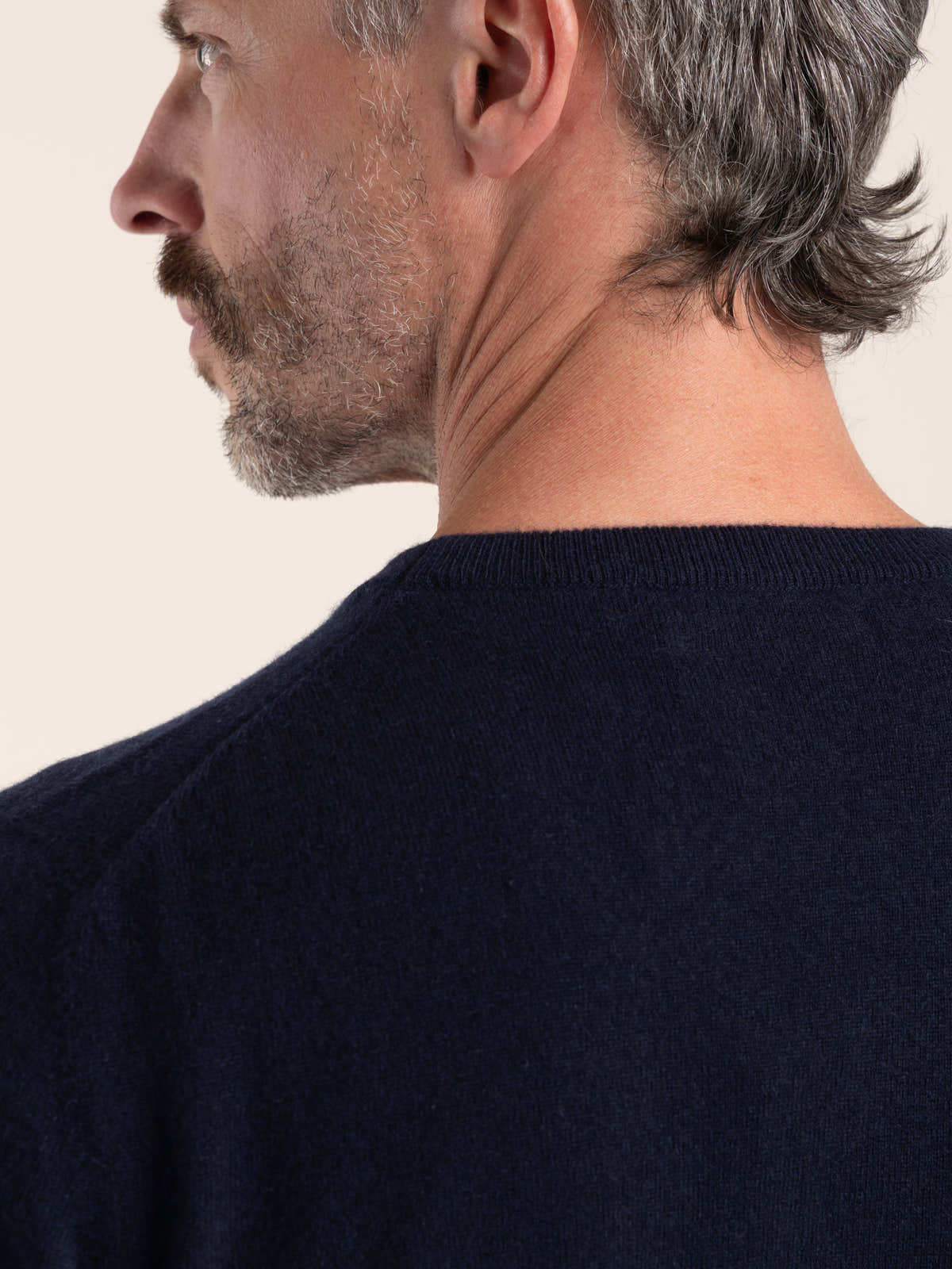Navy Crew-Neck Cashmere Sweater