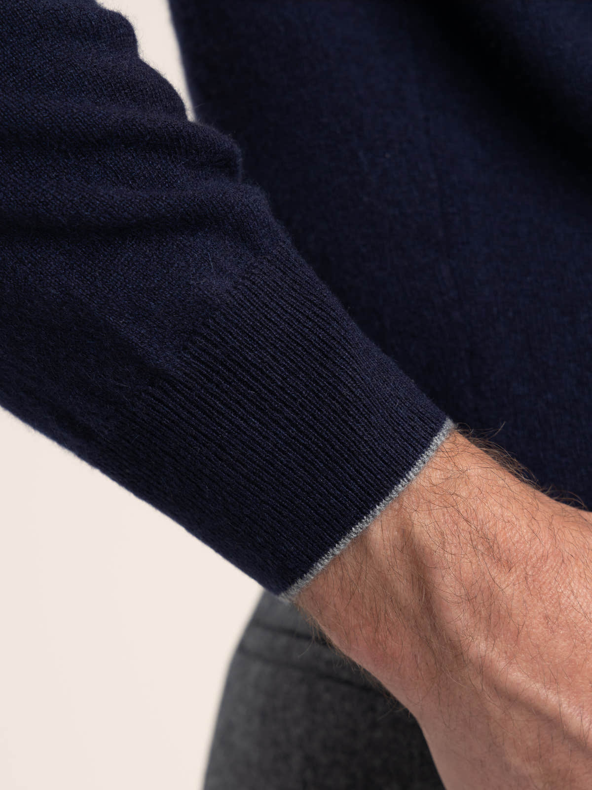 Navy Crew-Neck Cashmere Sweater