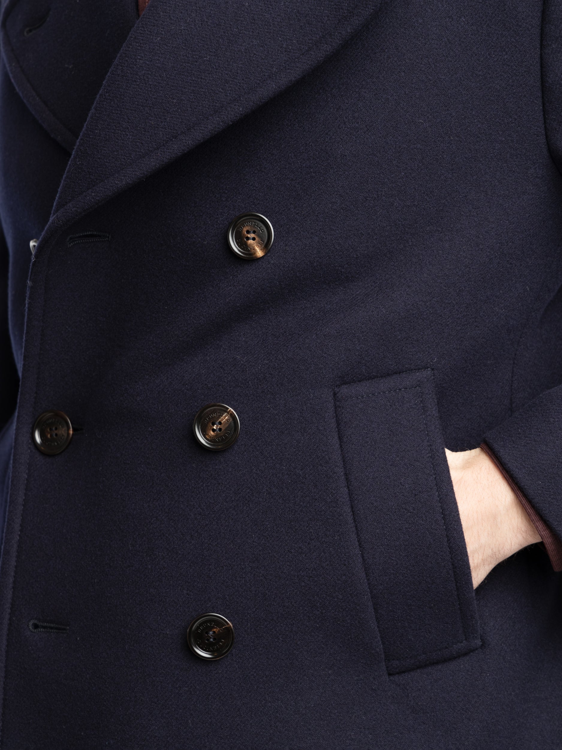 Navy double outlet breasted wool coat