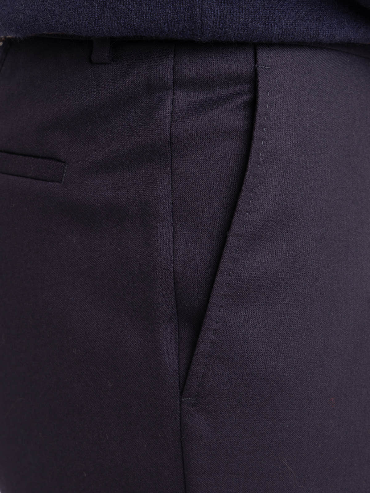 Navy Wool Pleated Trousers