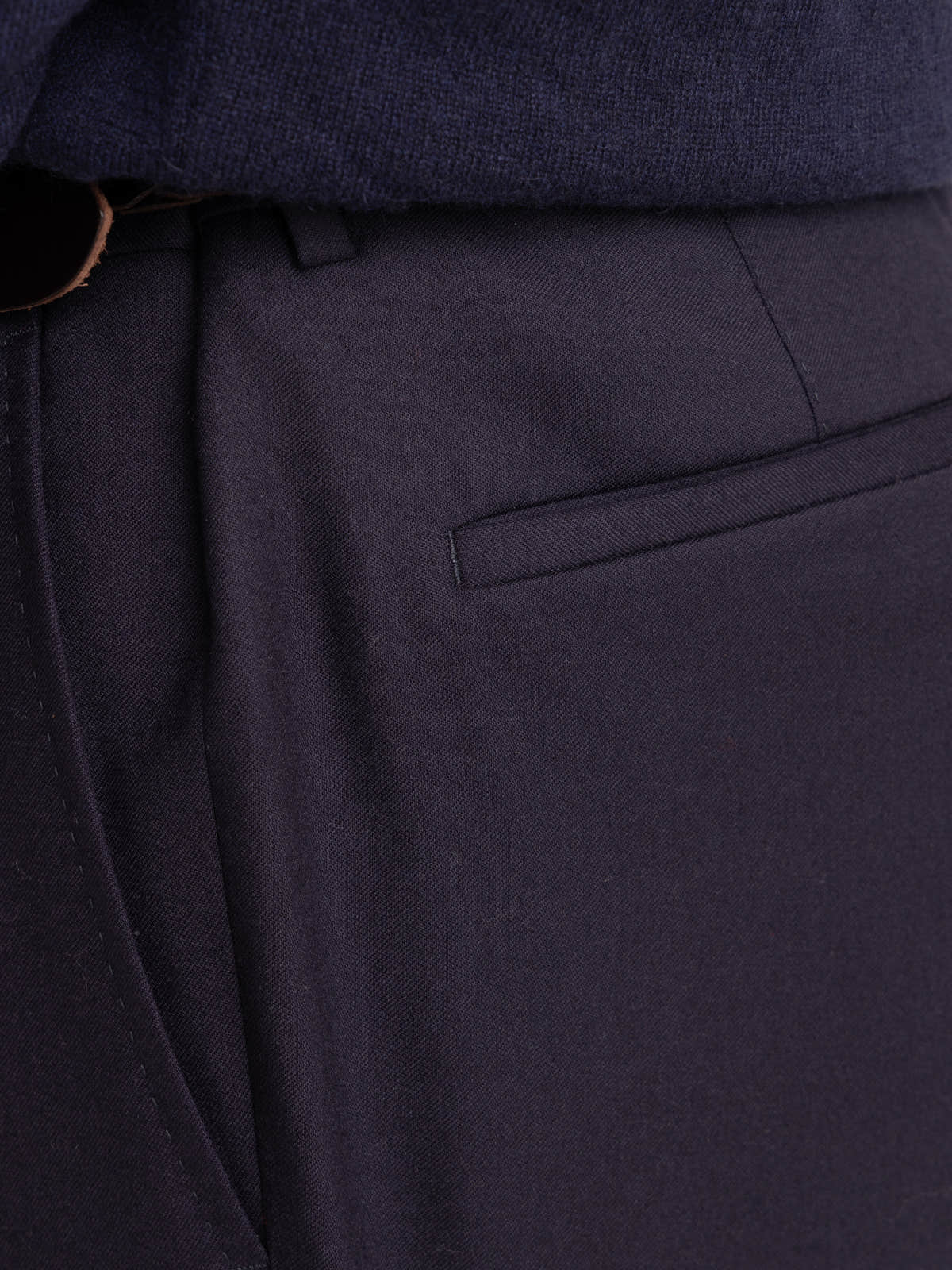 Navy Wool Pleated Trousers