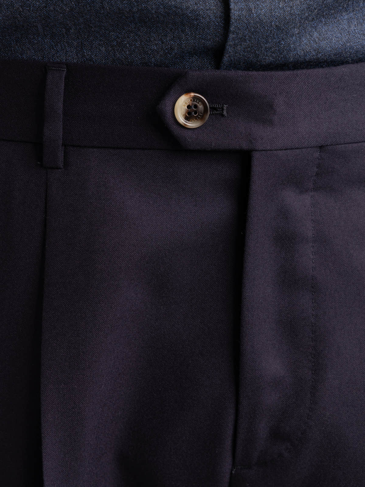 Navy Wool Pleated Trousers
