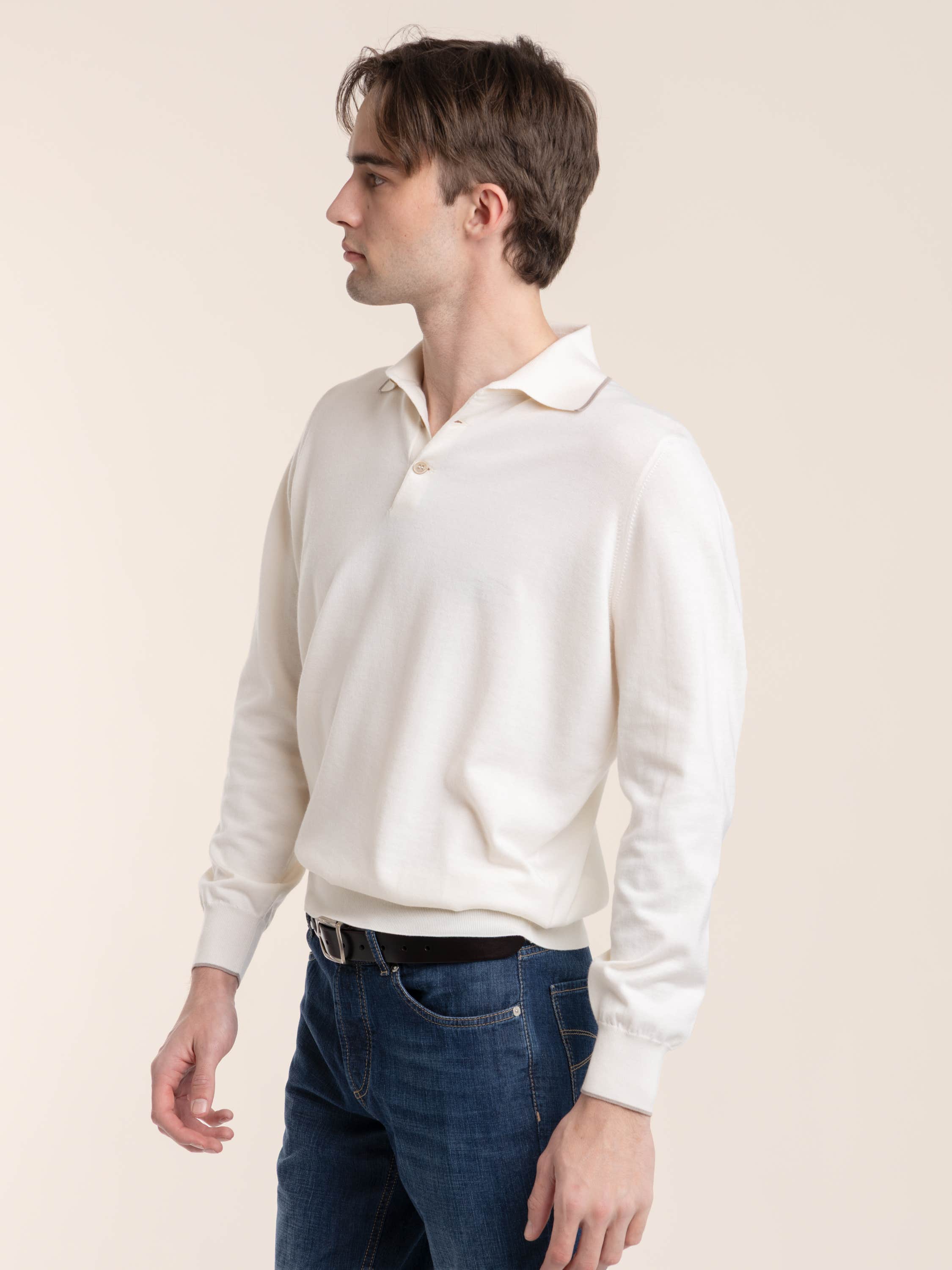 Panama White Sea Island Cotton and Cashmere Lightweight Knit Polo