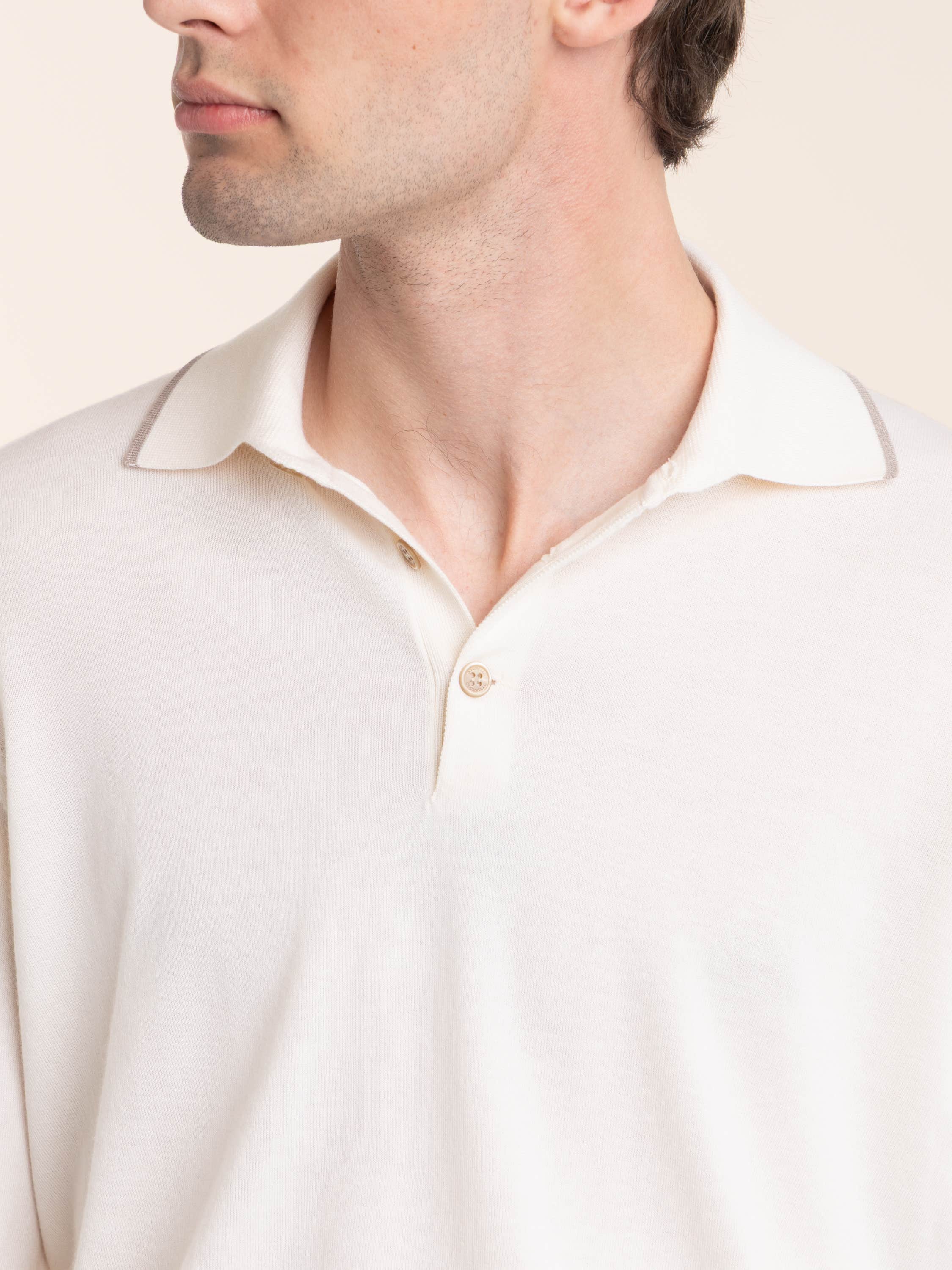 Panama White Sea Island Cotton and Cashmere Lightweight Knit Polo