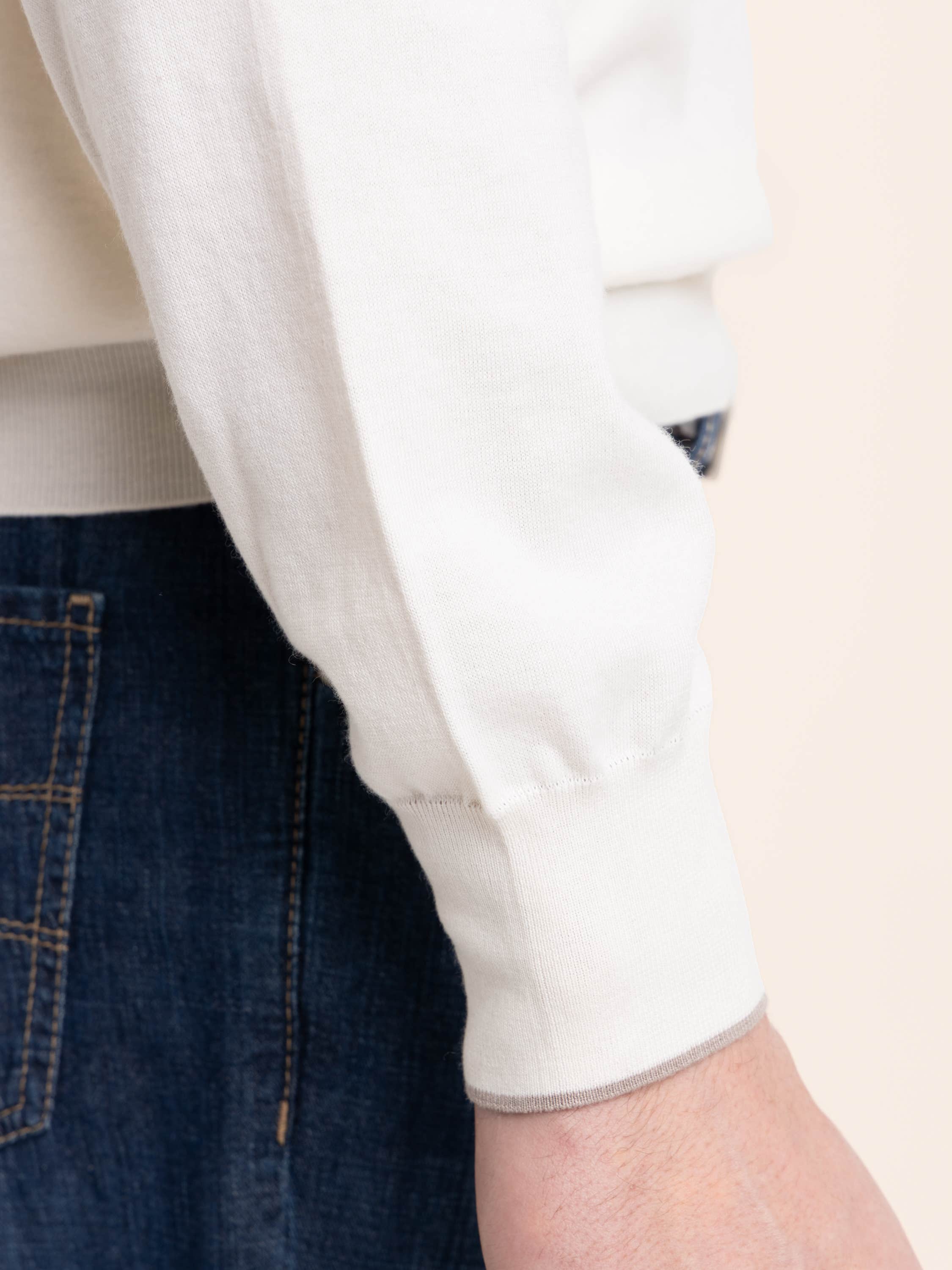 Panama White Sea Island Cotton and Cashmere Lightweight Knit Polo