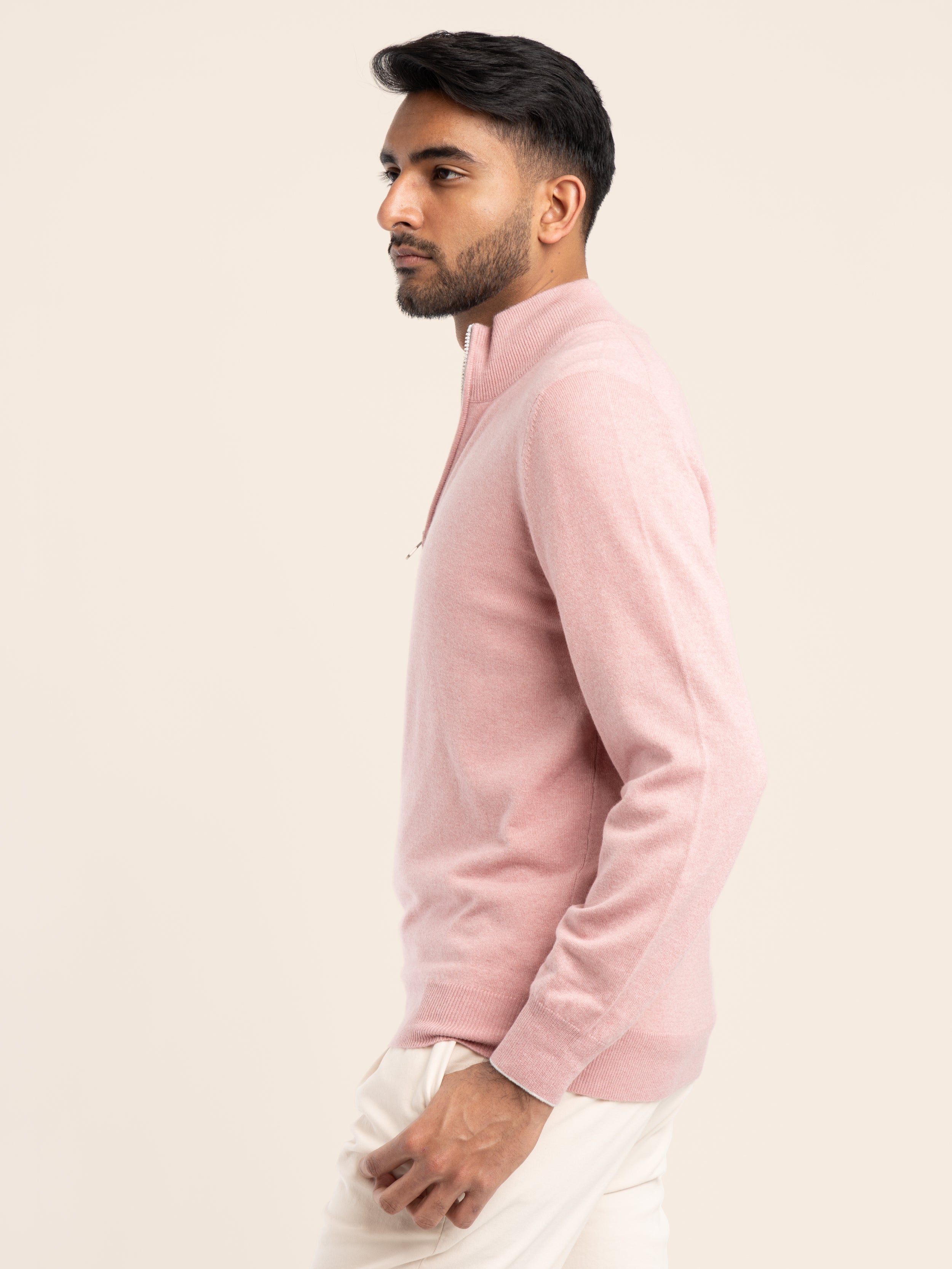 Pink quarter zip sweater best sale