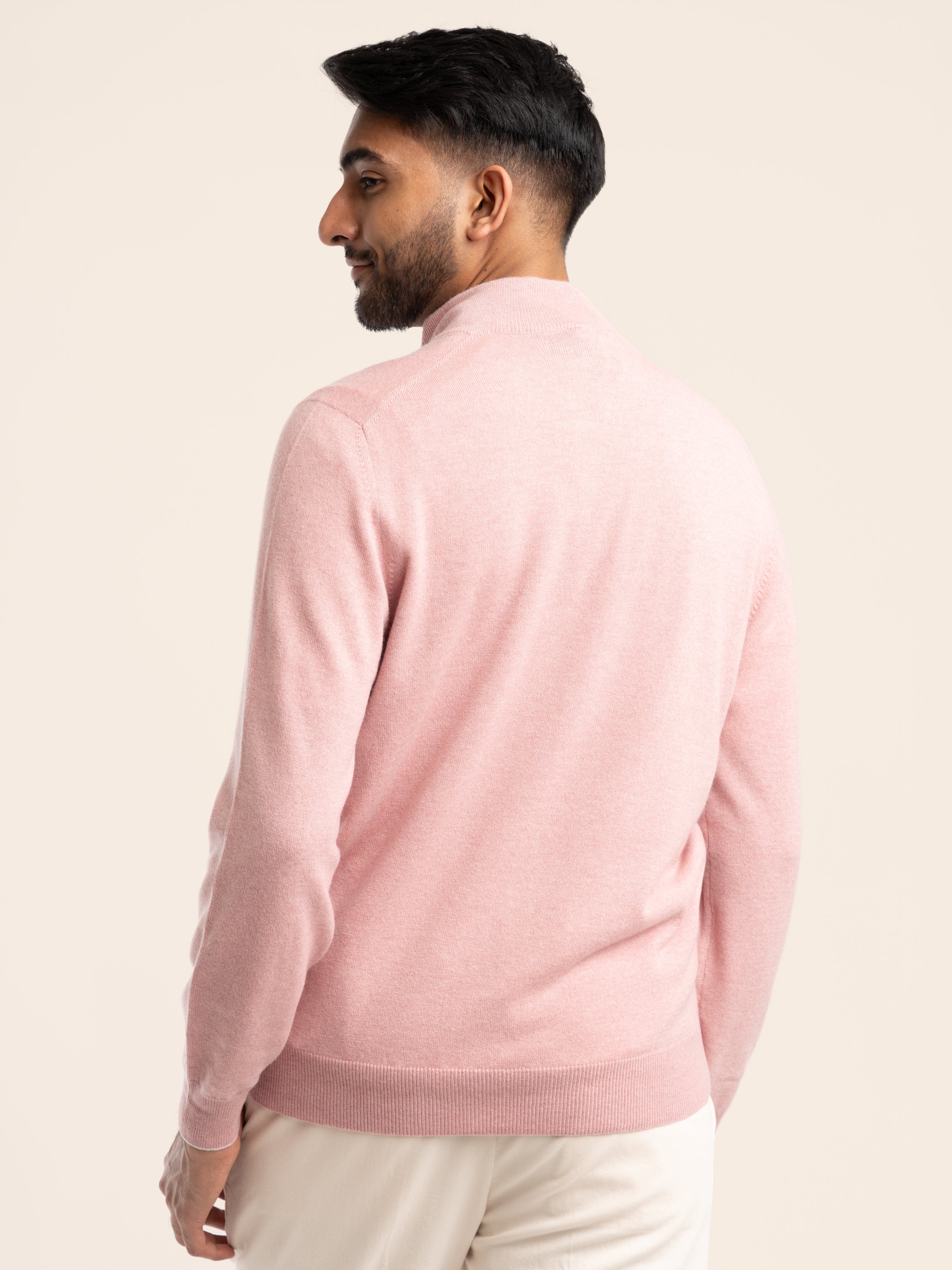 Pink Cashmere Quarter Zip Sweater The Helm Clothing