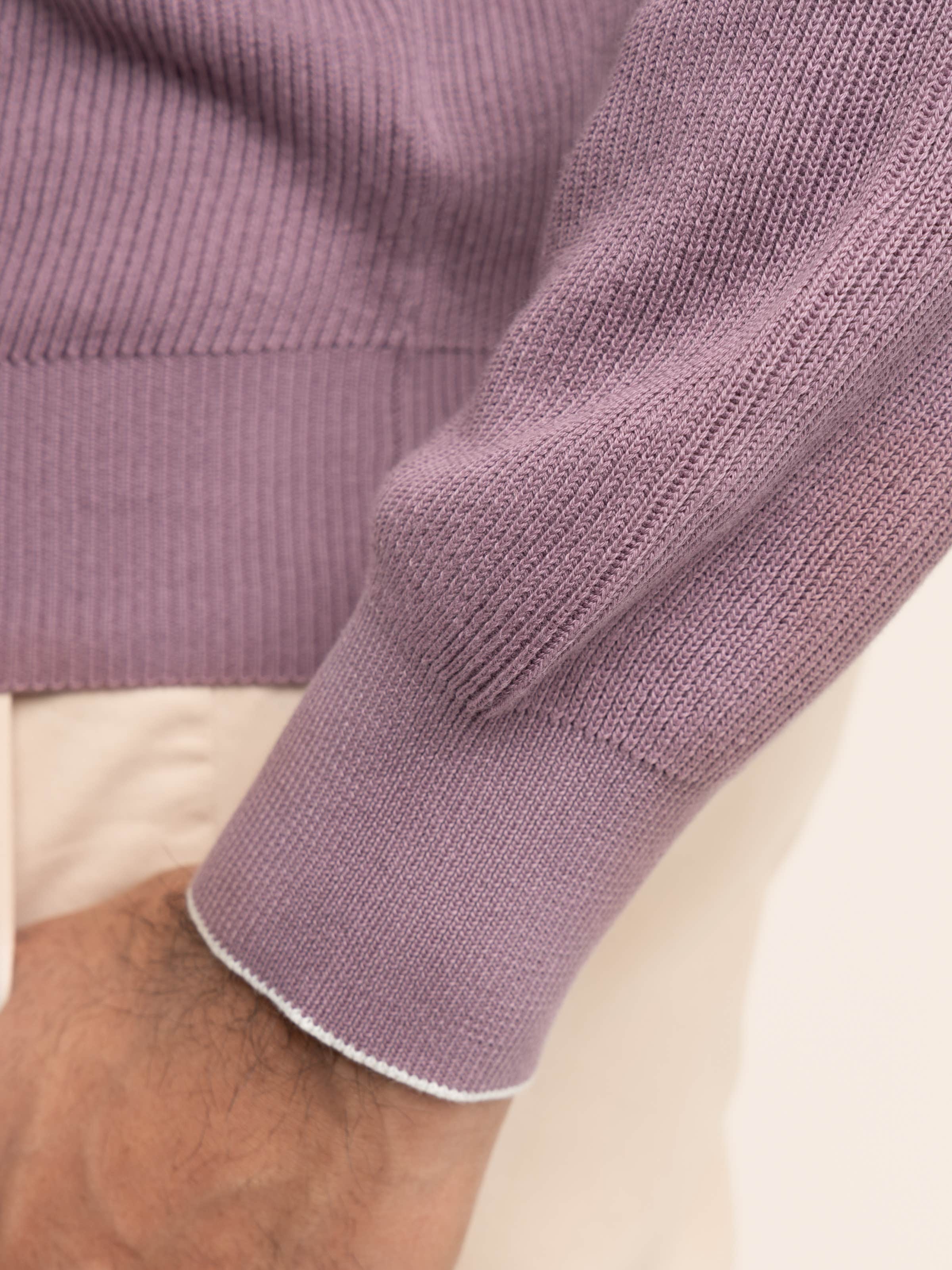 Purple Cotton English Rib Hooded Sweater