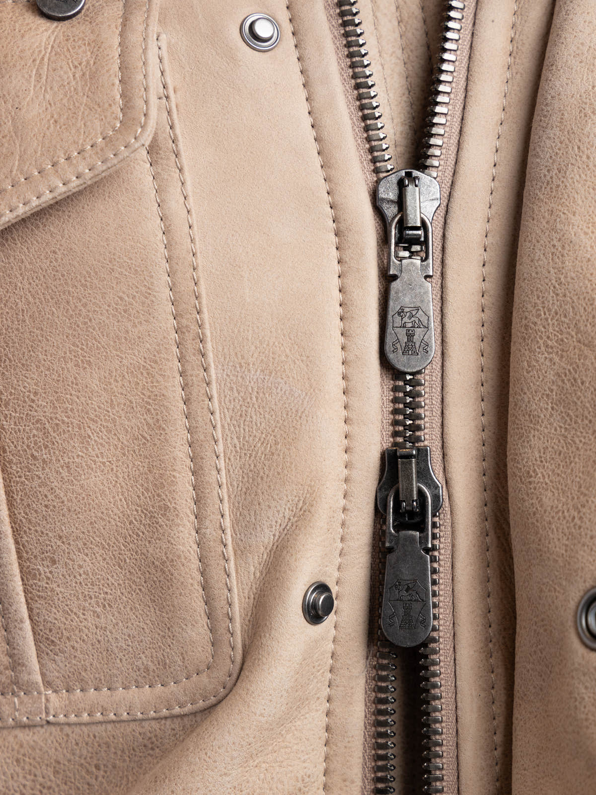 Stone Beige Waxed Shearling Safari Jacket