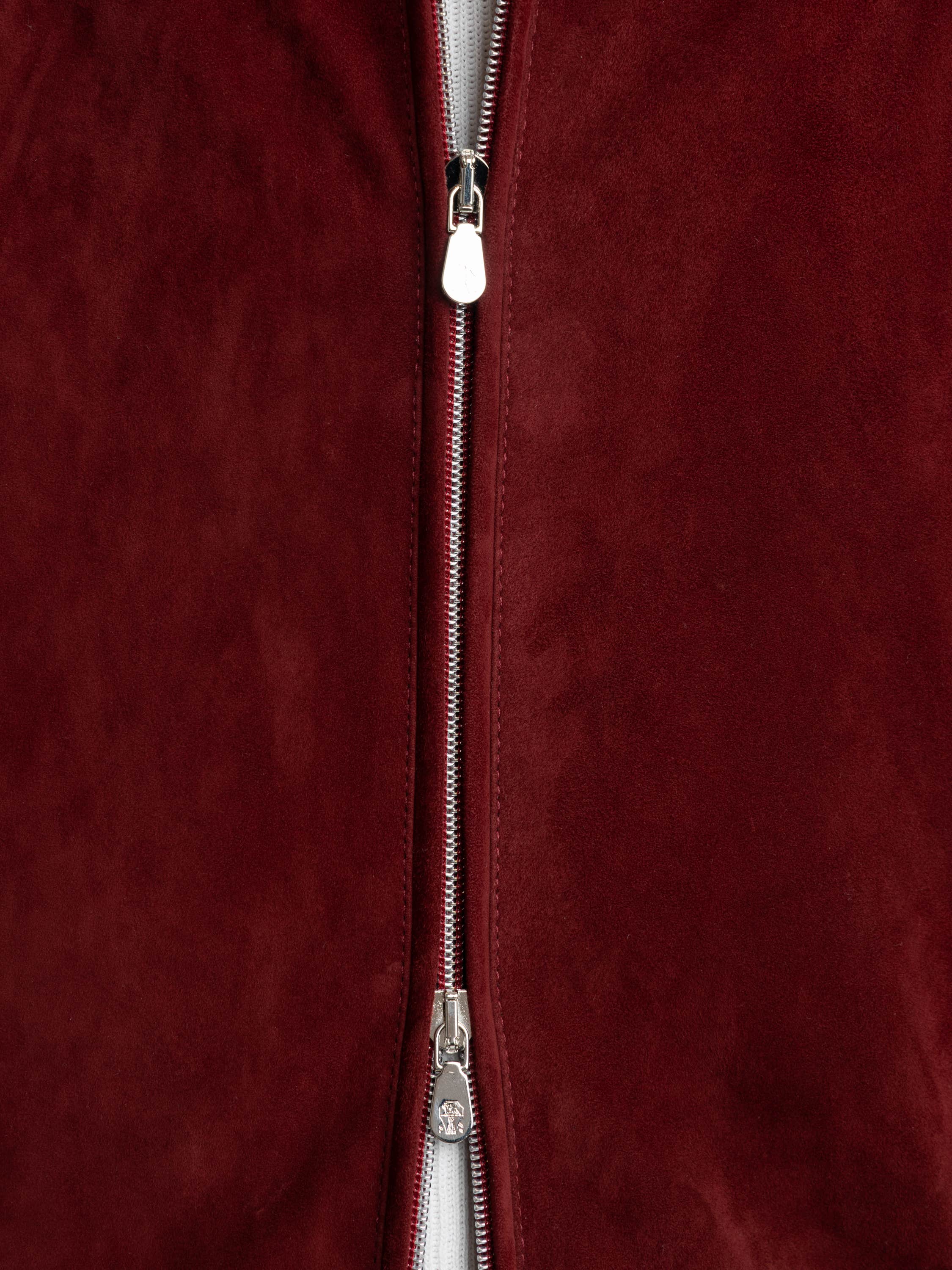 Suede unlined jacket with stand collar in Cherry Red
