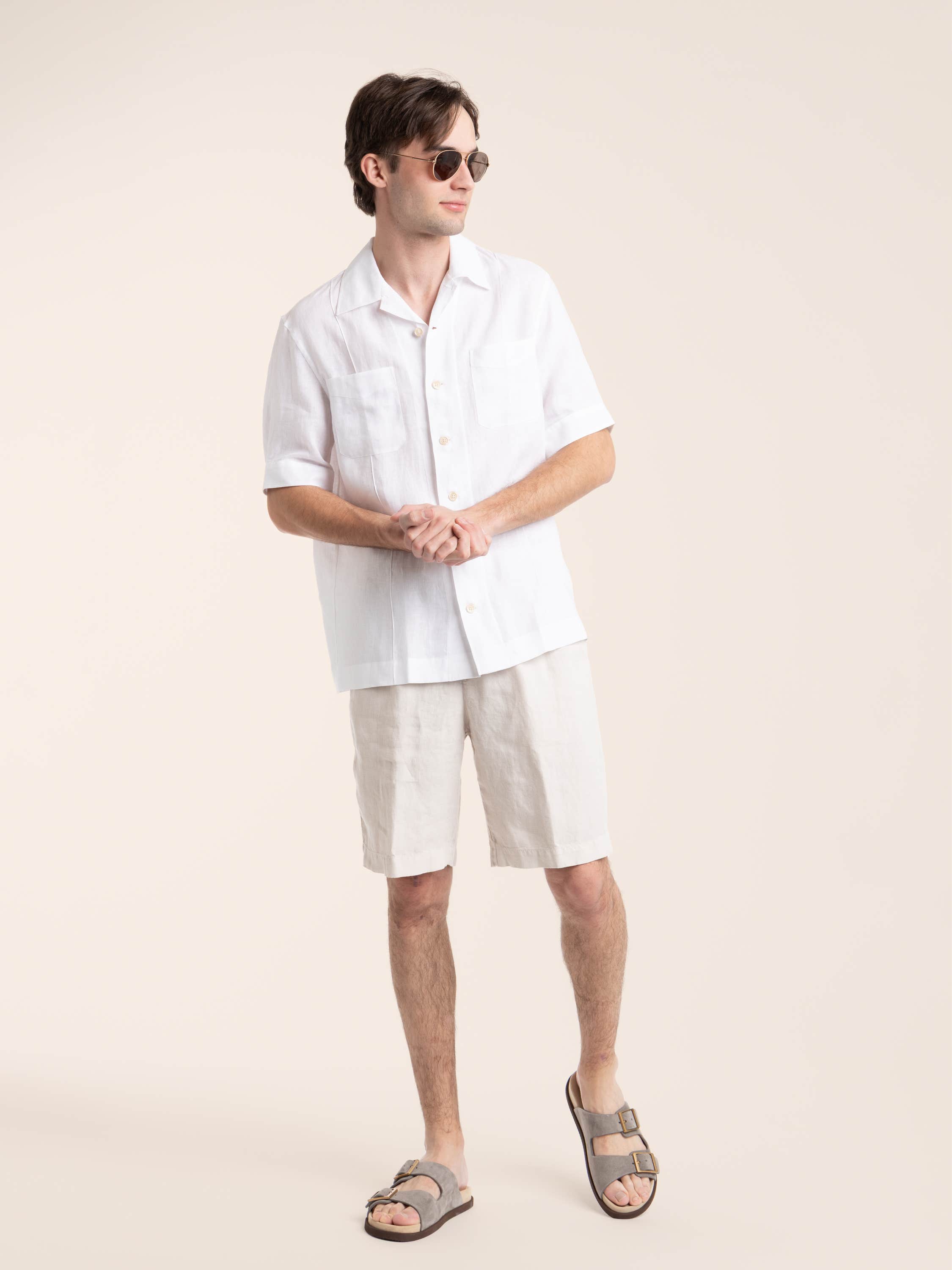 White Pocket Linen Shirt