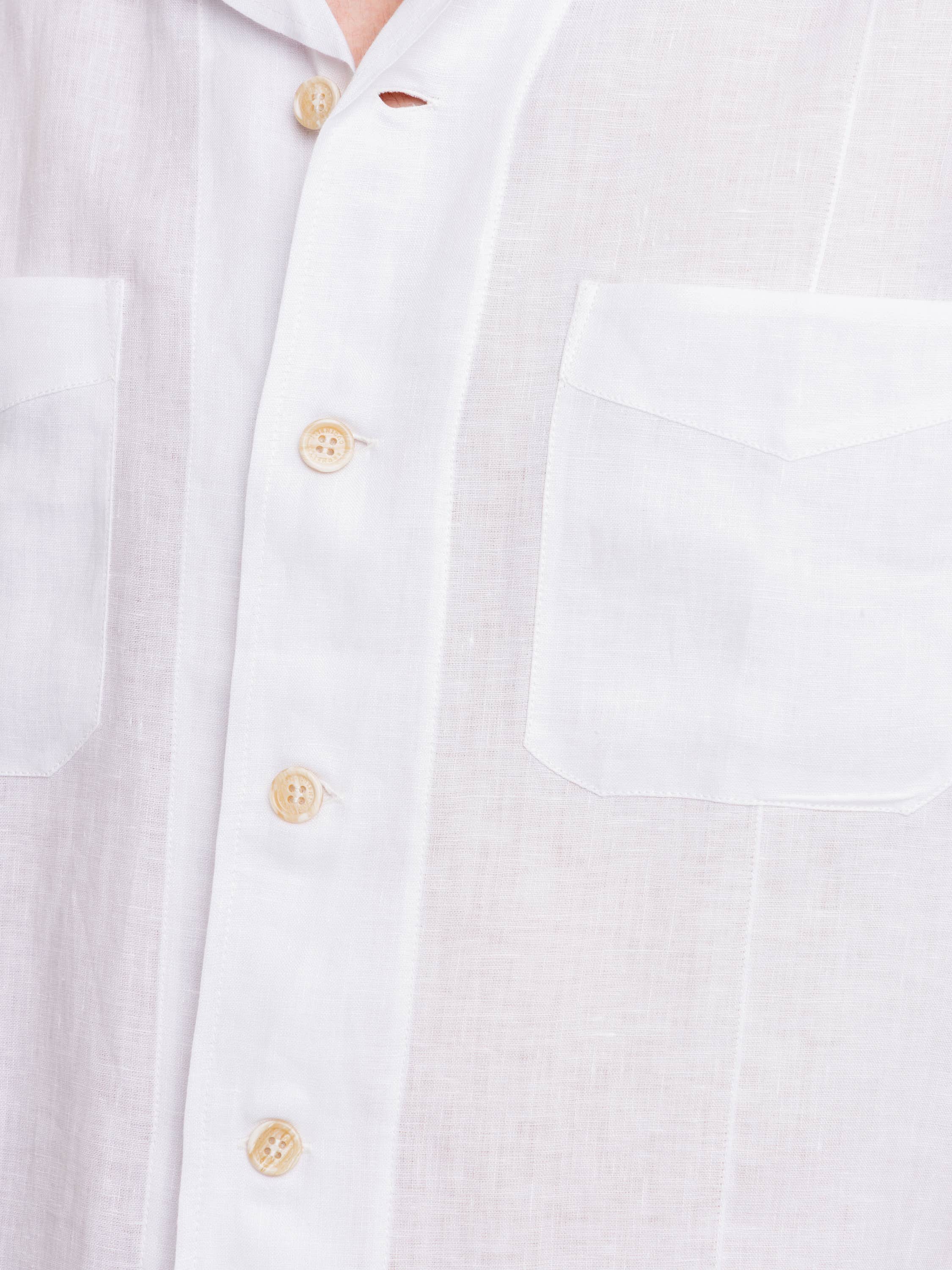 White Pocket Linen Shirt