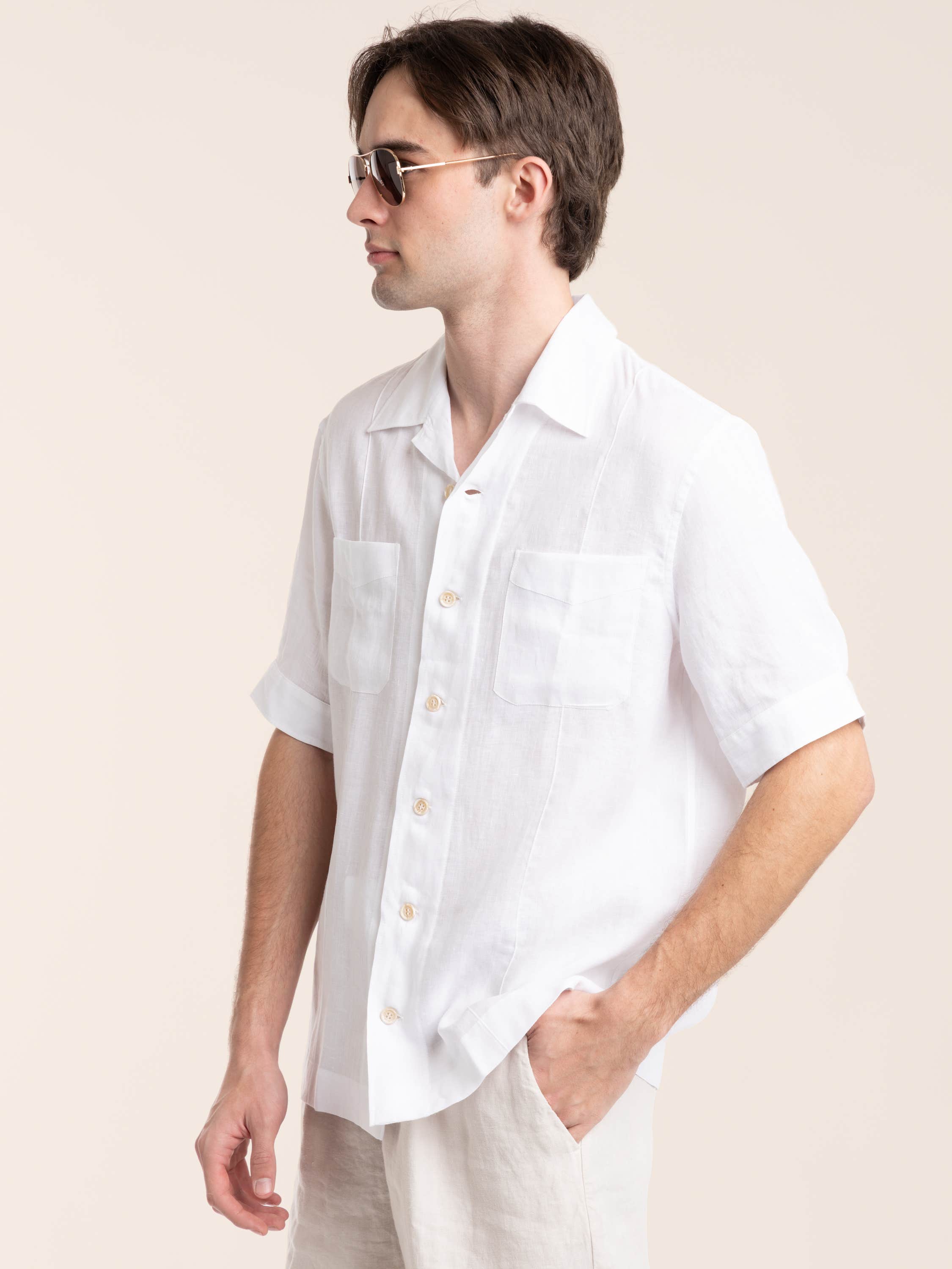 White Pocket Linen Shirt