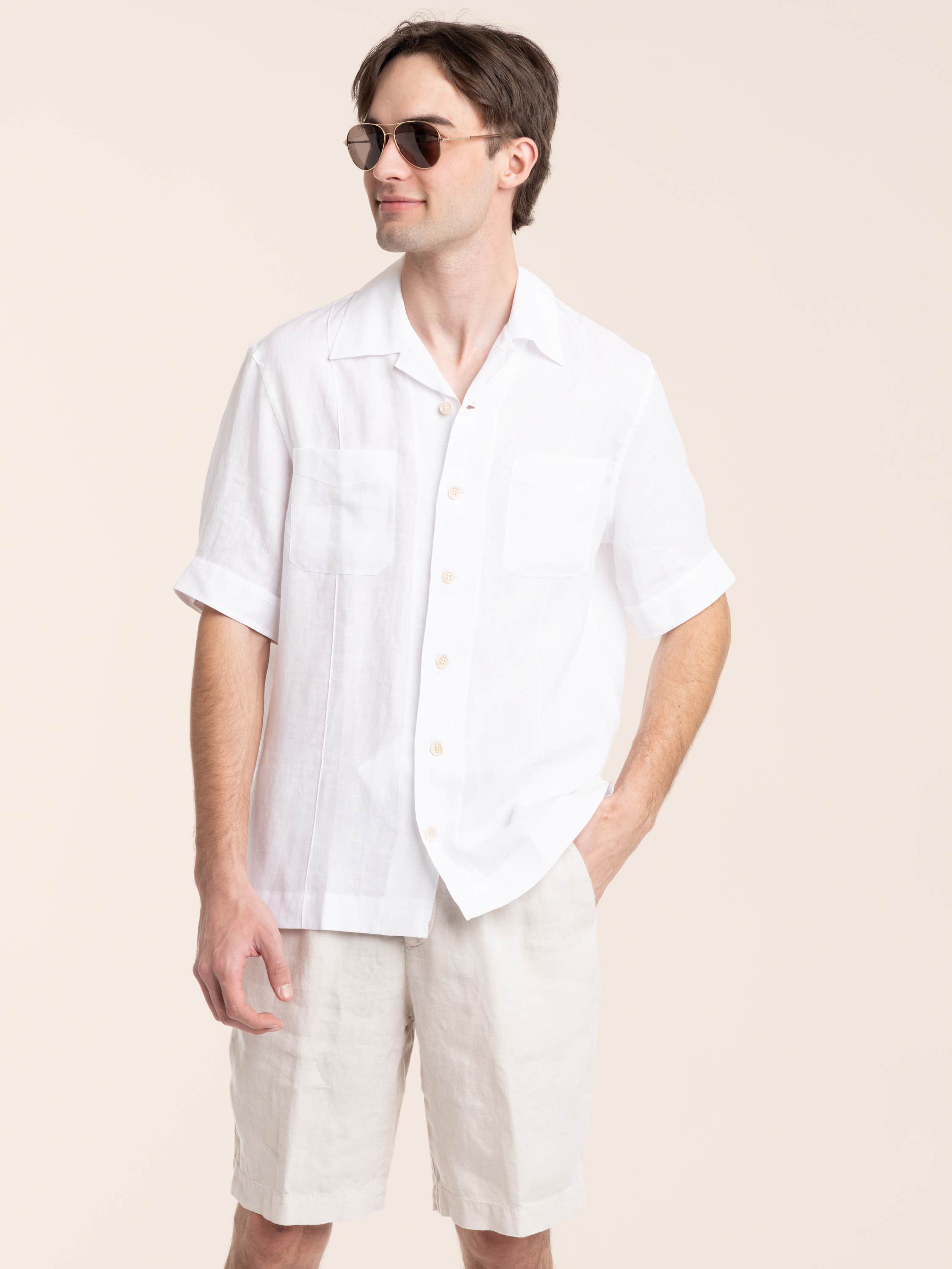 White Pocket Linen Shirt