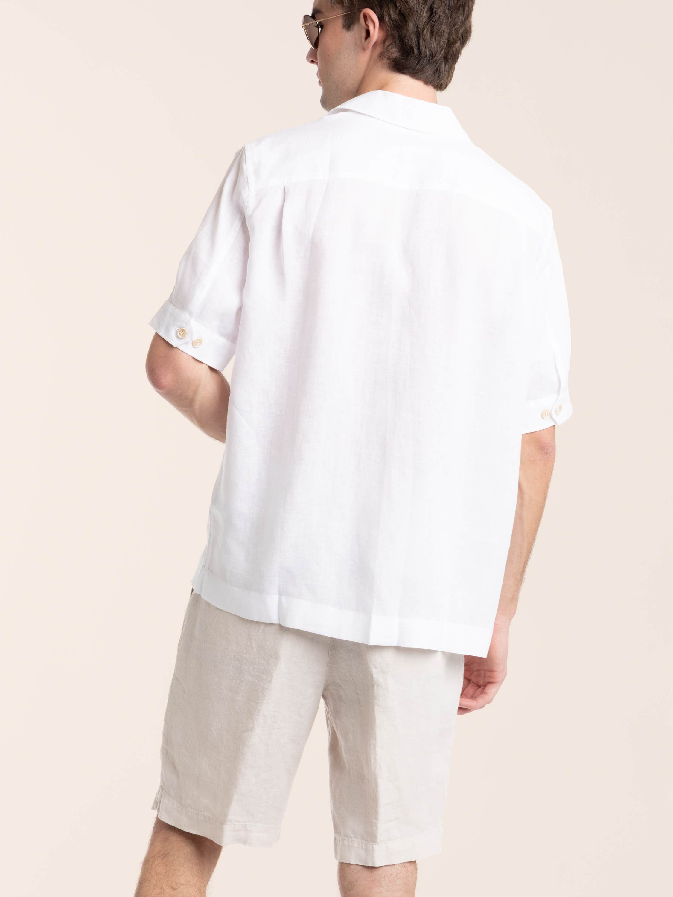 White Pocket Linen Shirt